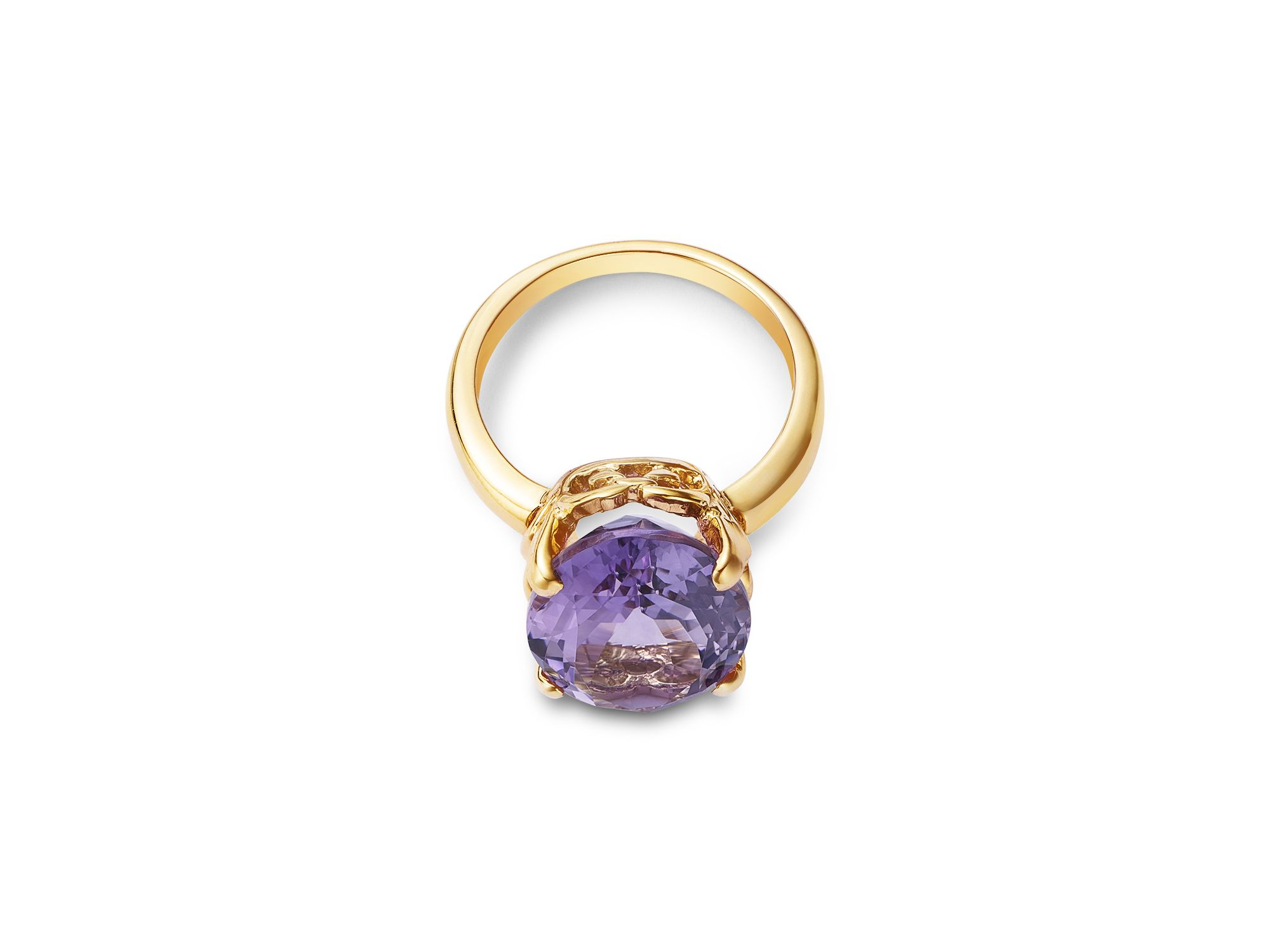 Oval Cut Rose Amethyst Ring in 14K Yellow Gold — Image 3