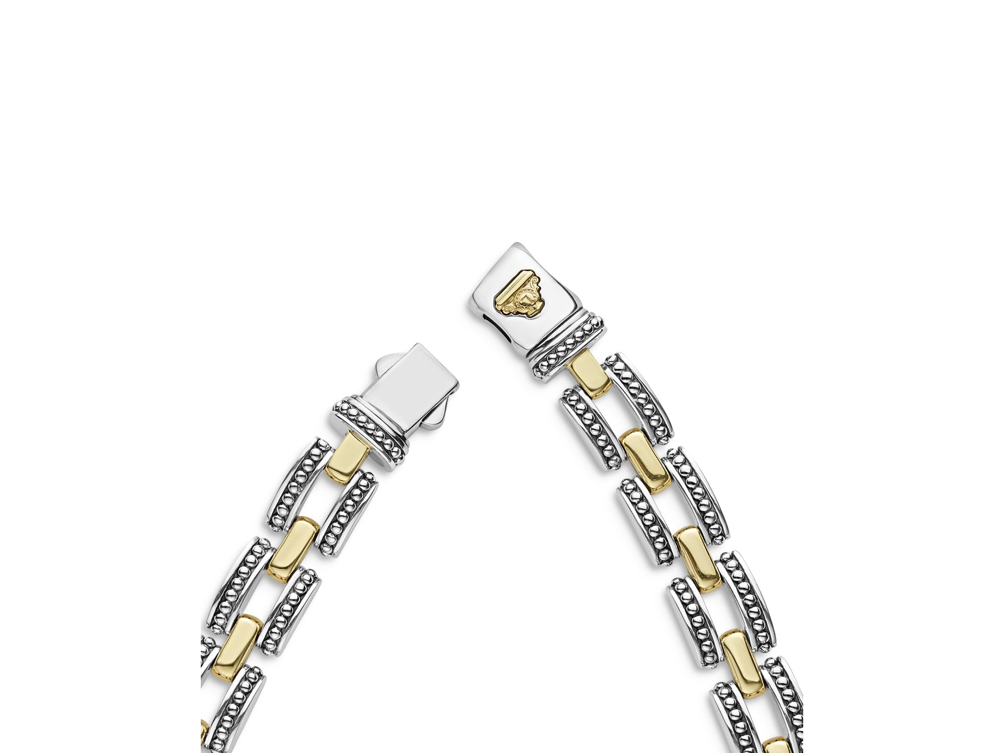 18K Yellow Gold & Sterling Silver High Bar Link Statement Necklace, 16" — Image 7
