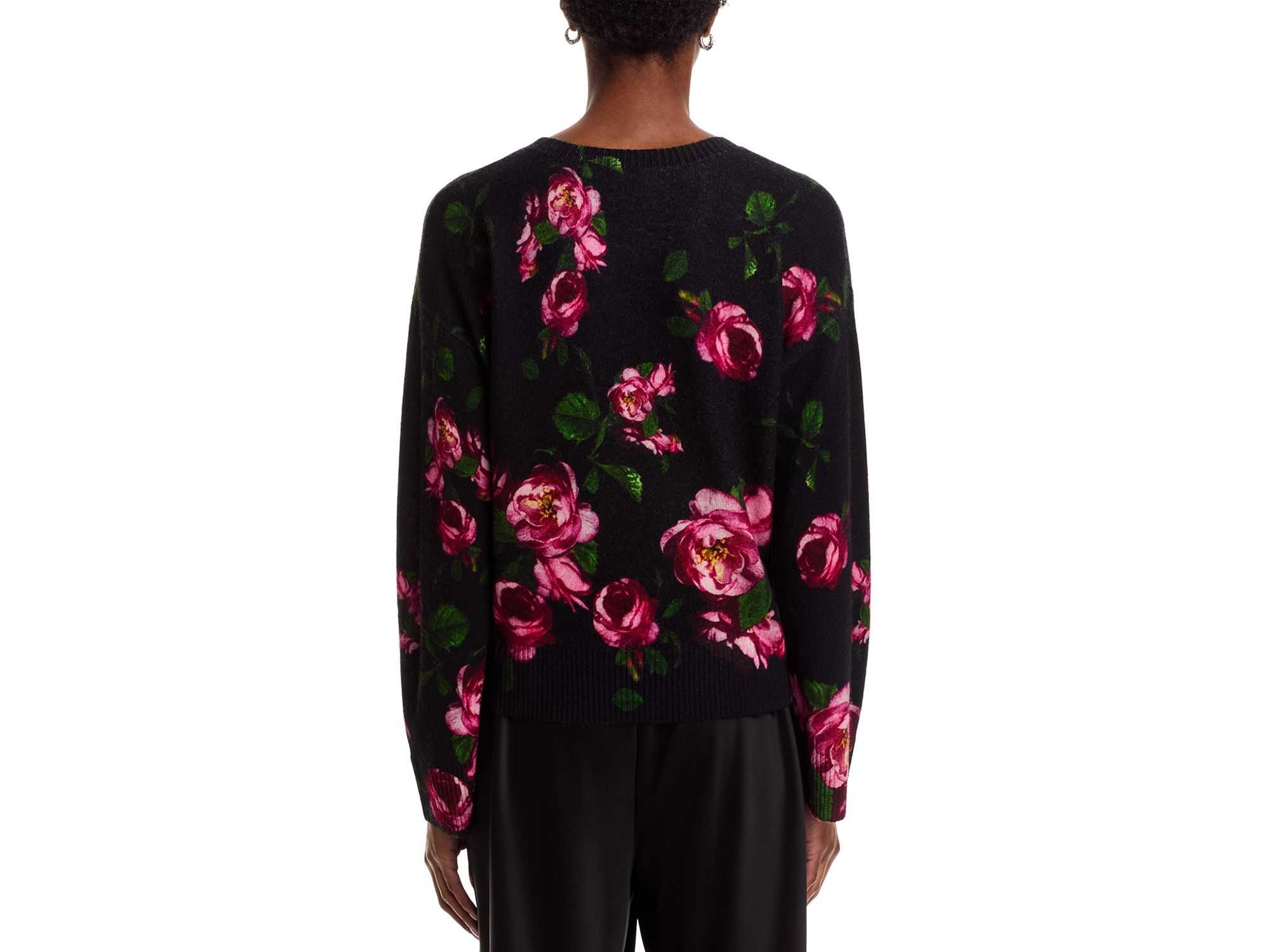 100% Cashmere Peony Printed Crewneck Sweater - Exclusive — Image 6