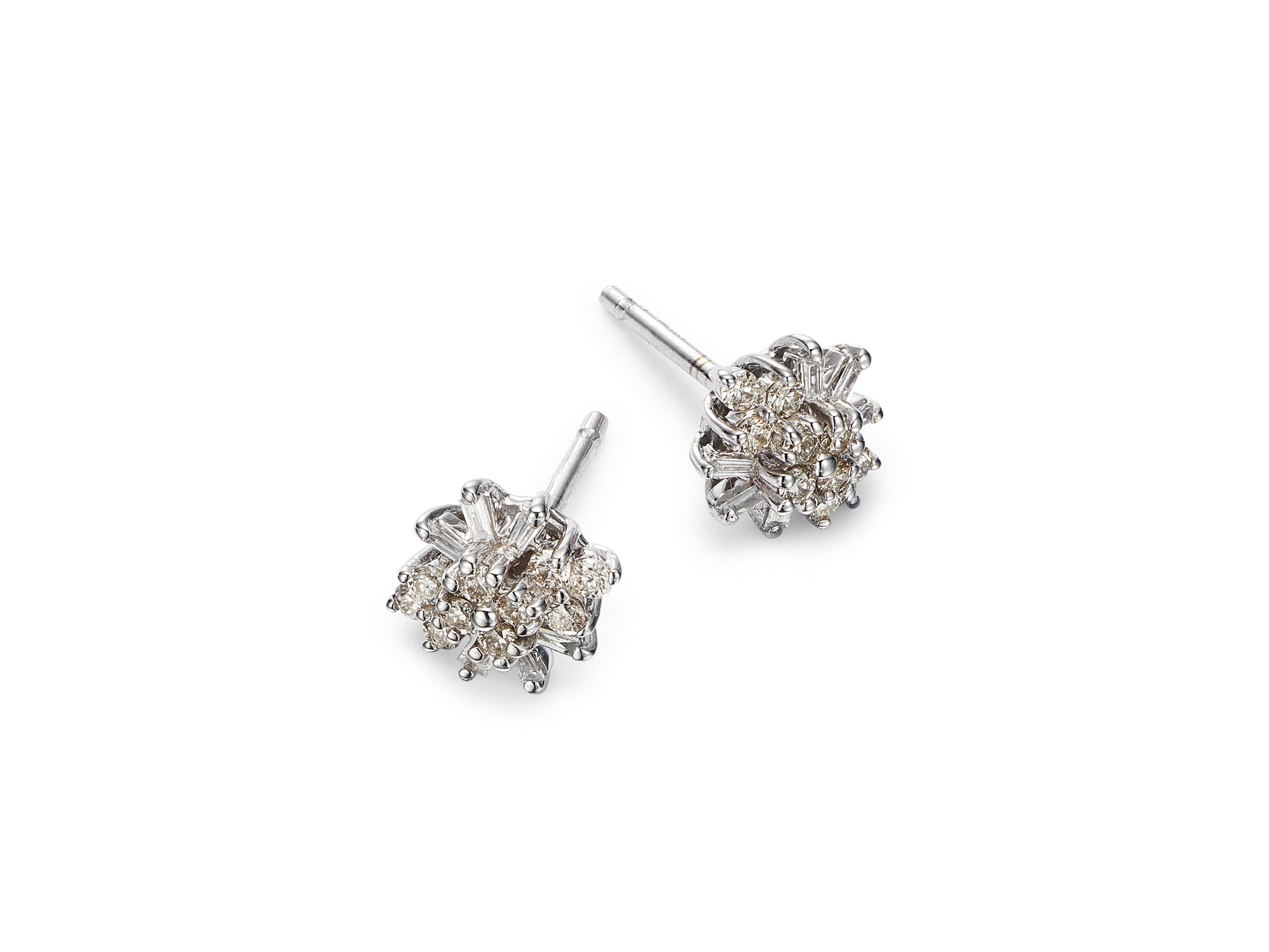 Diamond Mosaic Stud Earrings in 14K White Gold, 0.25 tcw — Image 3