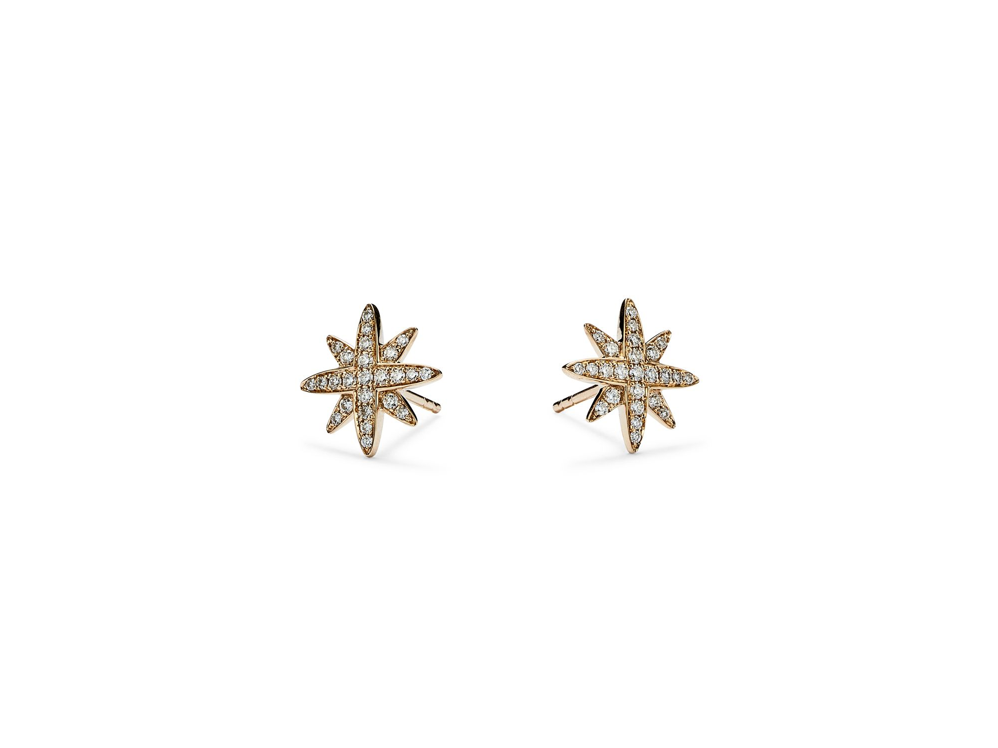 Diamond Starburst Stud Earrings in 14K Yellow Gold, .25 tcw - Exclusive — Image 5
