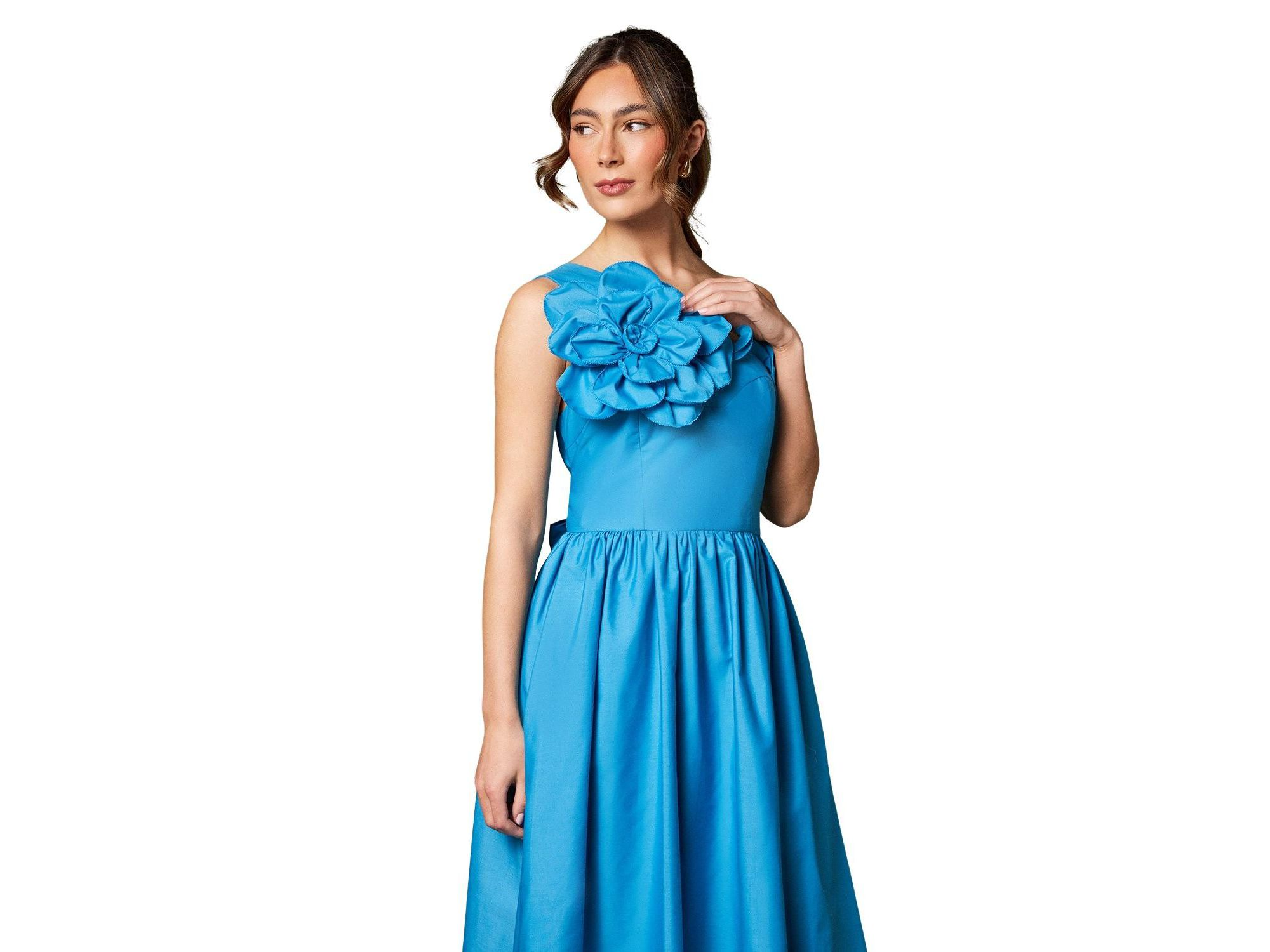 One Shoulder Corsage Midi Dress — Image 3
