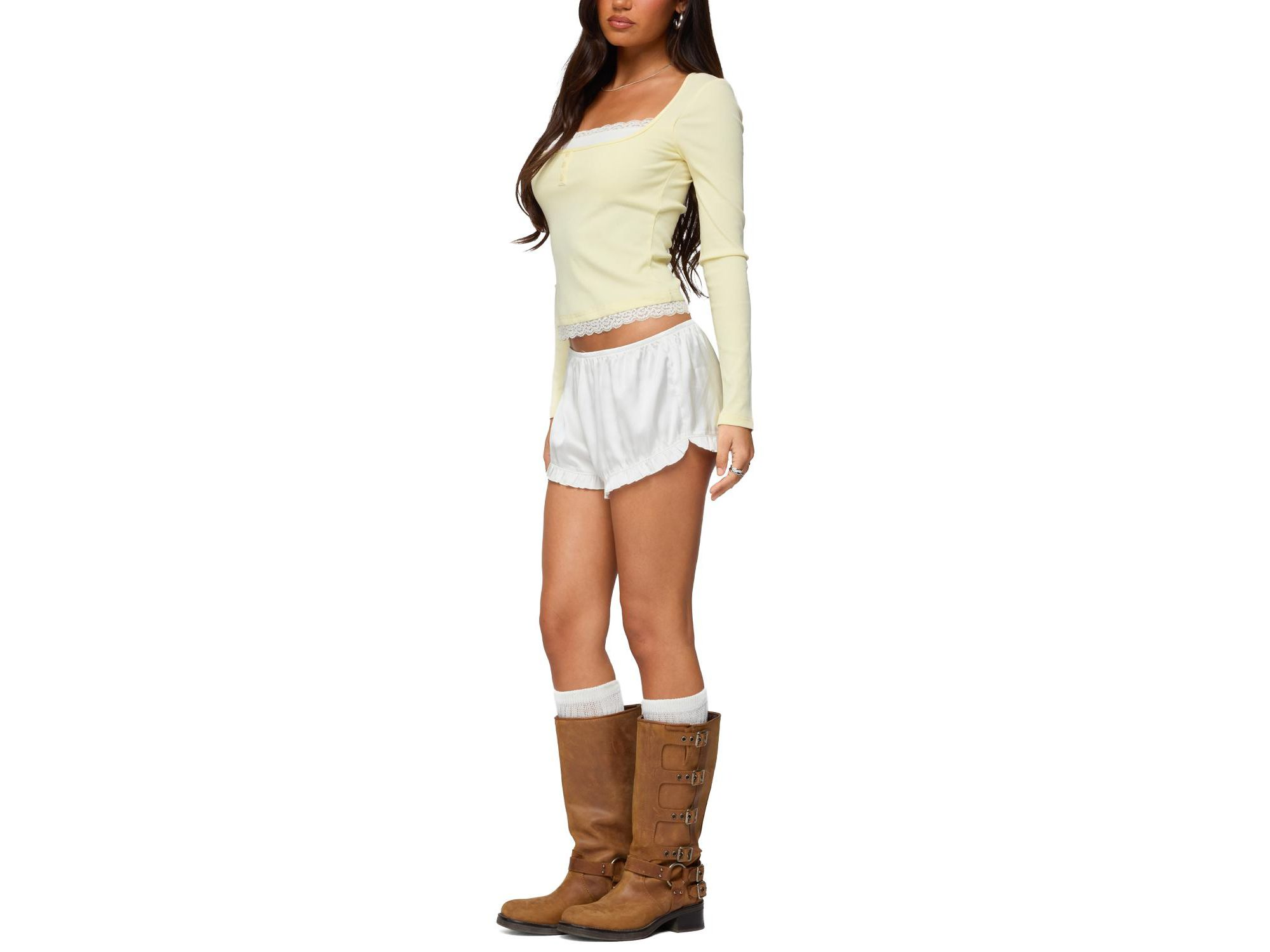 Joana Layered Lacey Henley Top — Image 5
