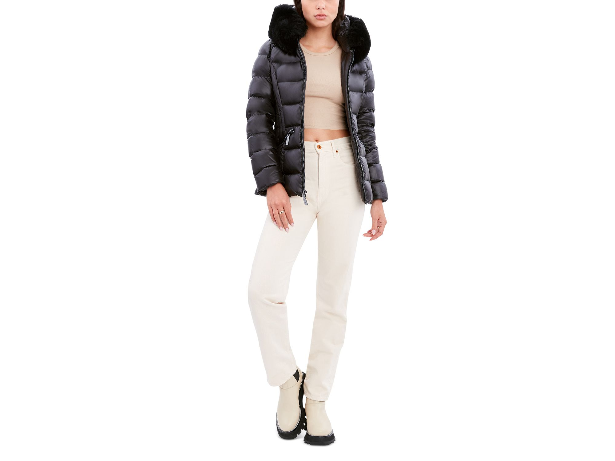 Nikki Shearling Trim Puffer Coat — Image 4