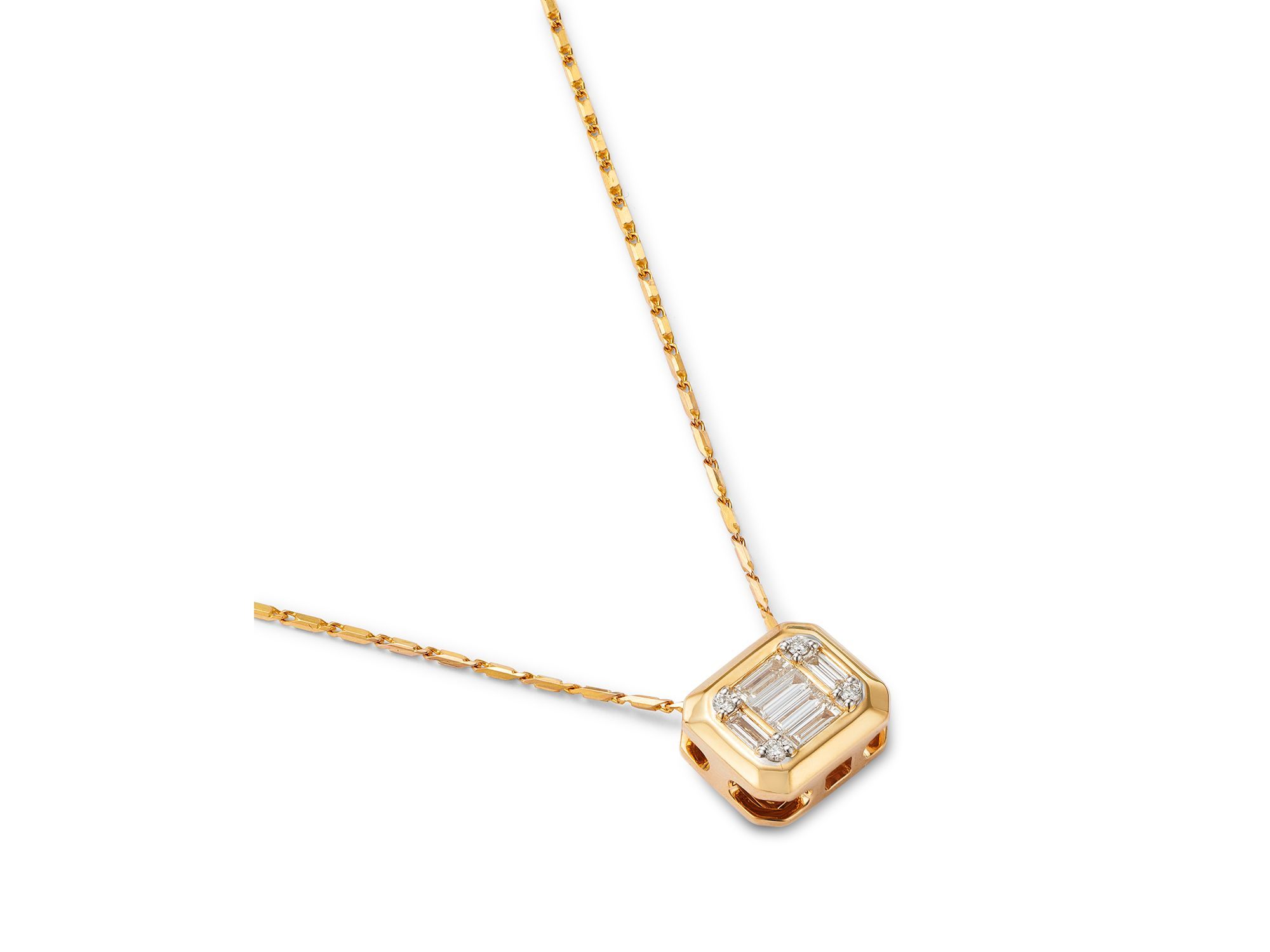 Diamond Square Pendant Necklace in 14K Yellow Gold, 0.33 tcw — Image 3