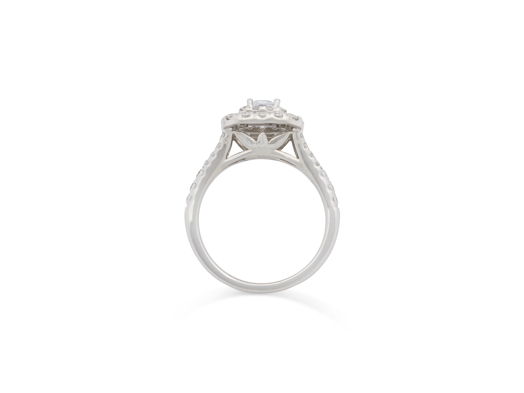 Diamond Princess & Round  Double Halo Ring in 14K White Gold, 1.0 tcw — Image 3
