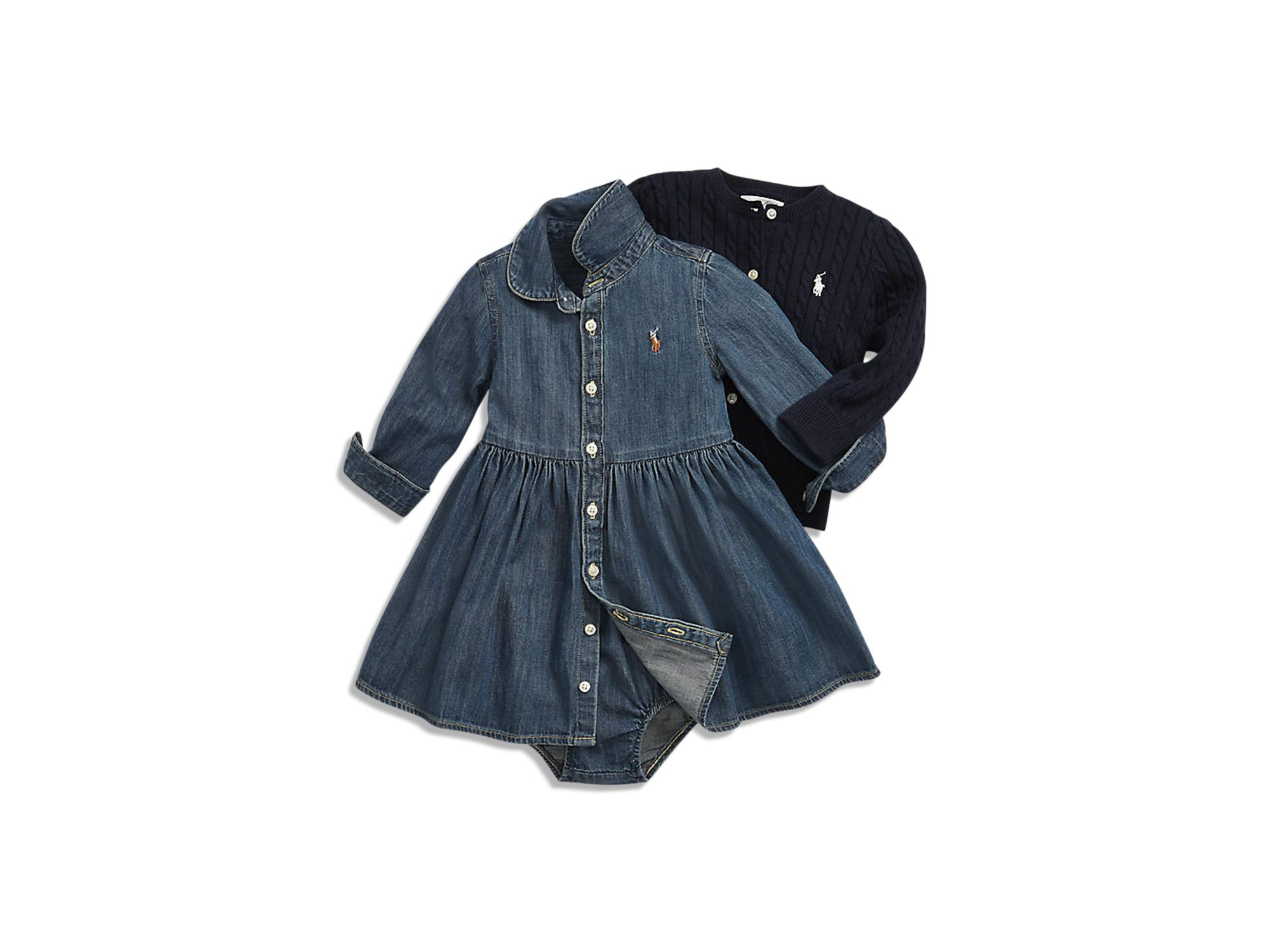 Girls' Long Sleeve Denim Dress & Bloomers Set - Baby — Image 4