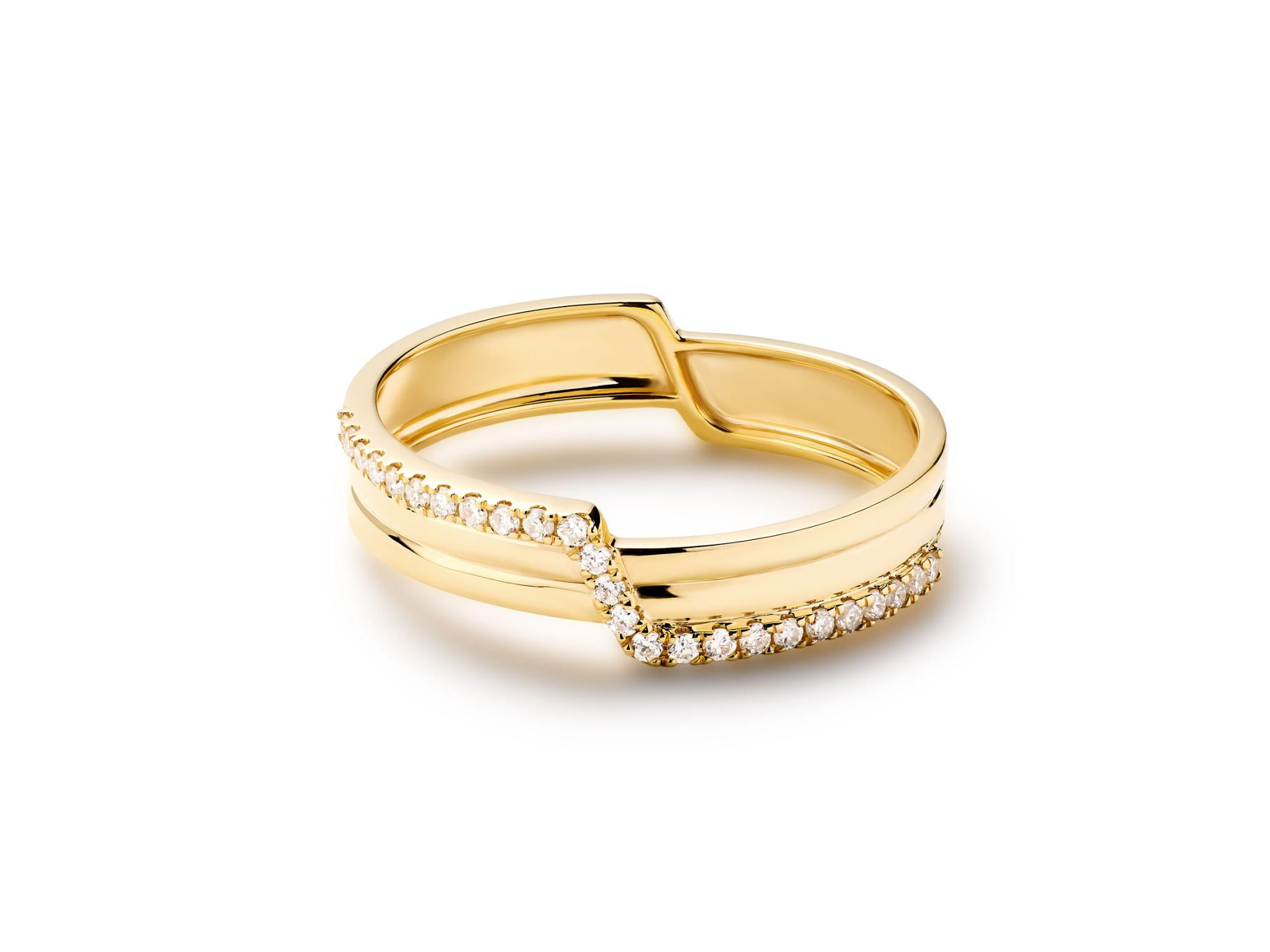 Solid Yellow Gold - Triple Lab Grown Diamond Elevate Ring — Image 5