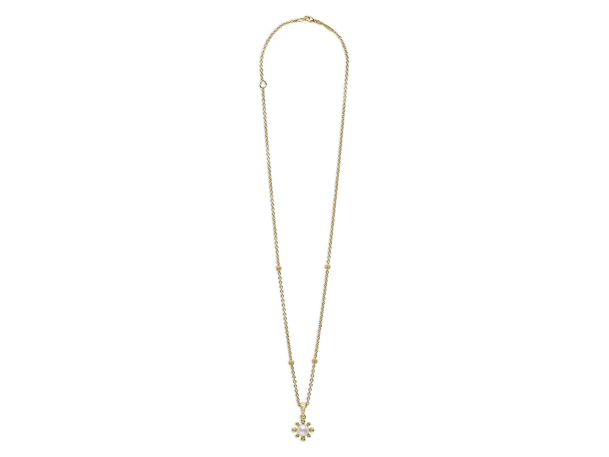 18K Yellow Gold Luna Cultured Pearl & Diamond Fleur Pendant Necklace, 16"-18" — Image 5