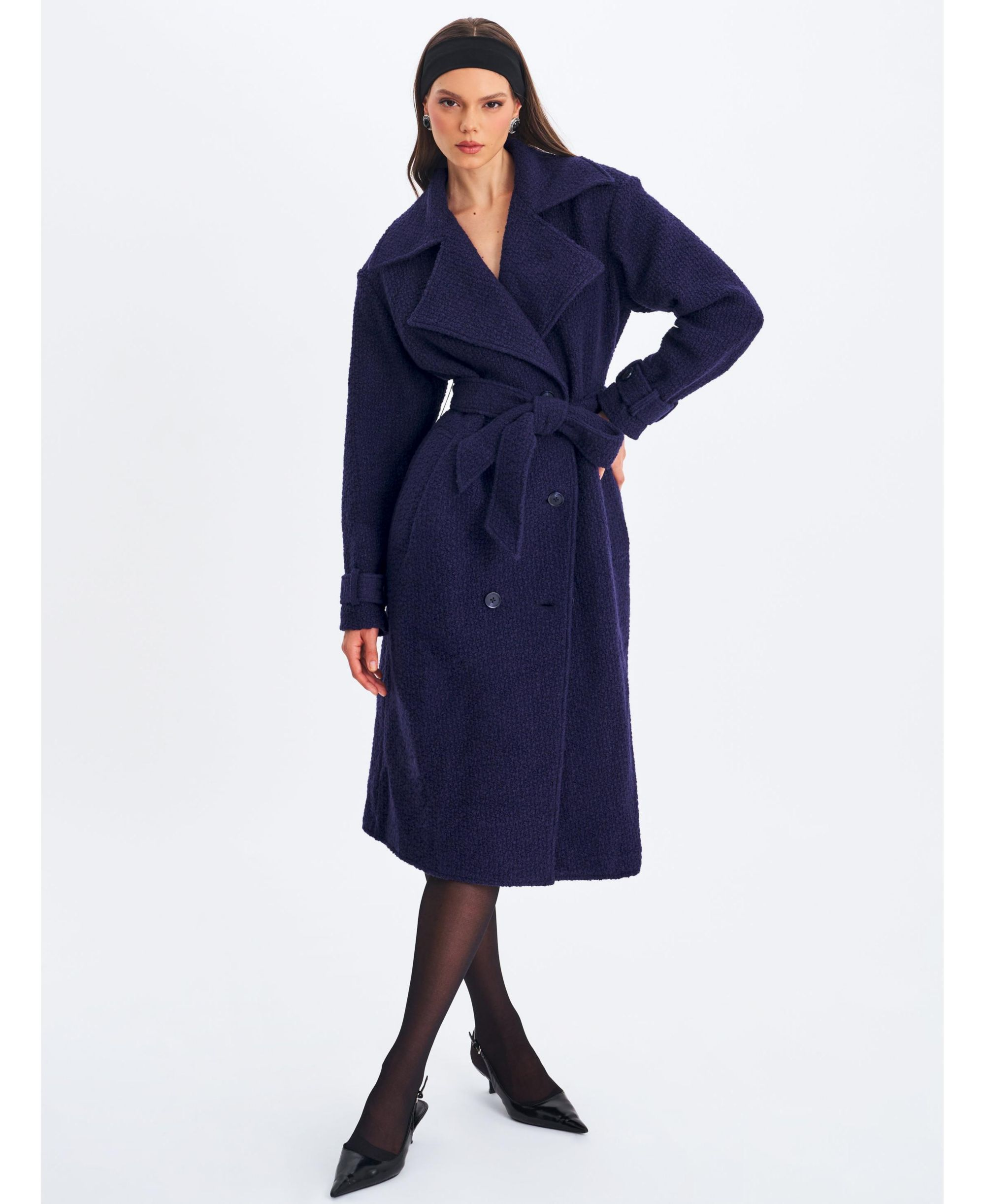 Jaelyn Wool Blend Double-Breasted Belted Coat — Image 8