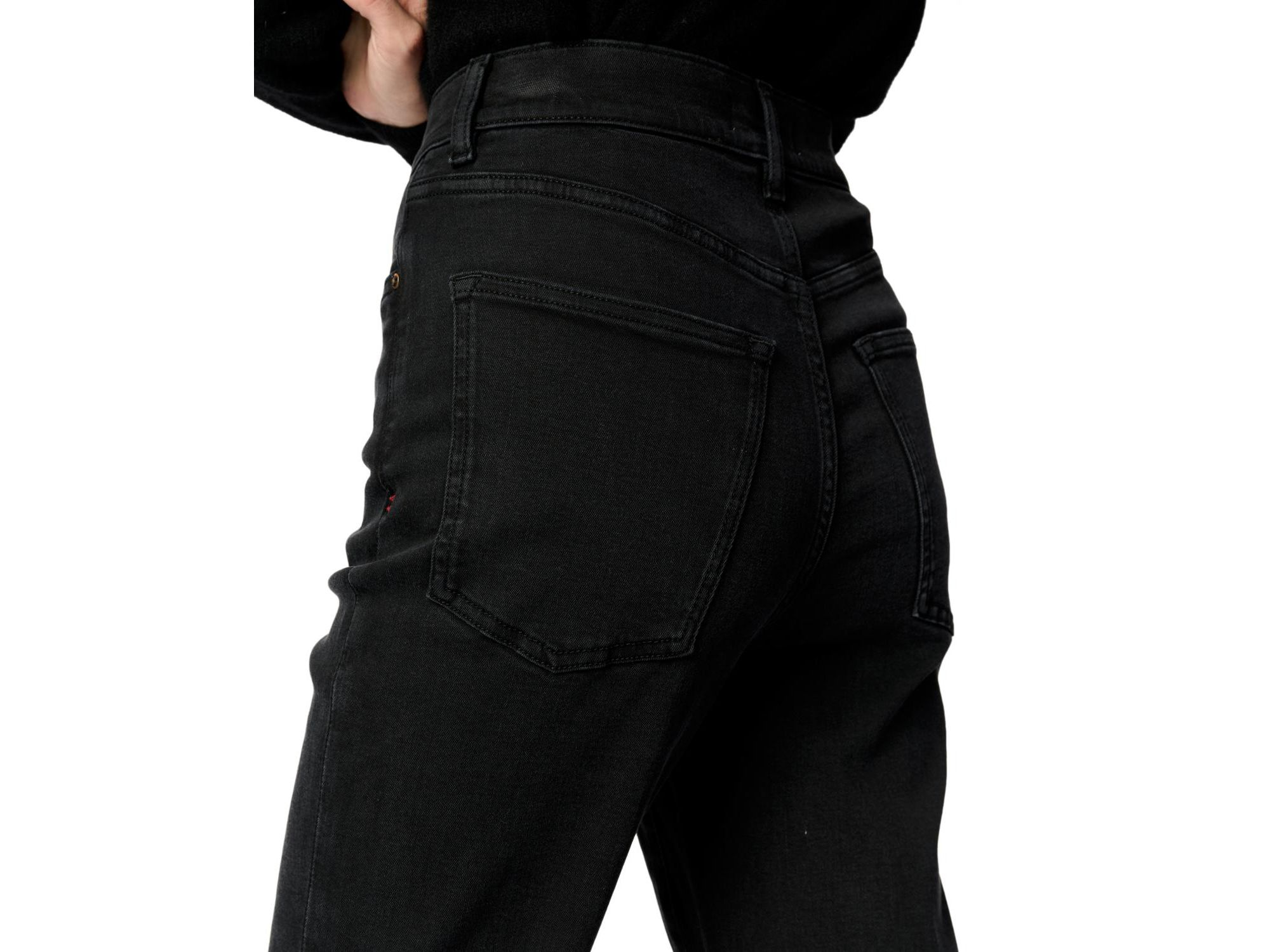ASE Stretch High Rise Straight Jean in Jet Black — Image 3
