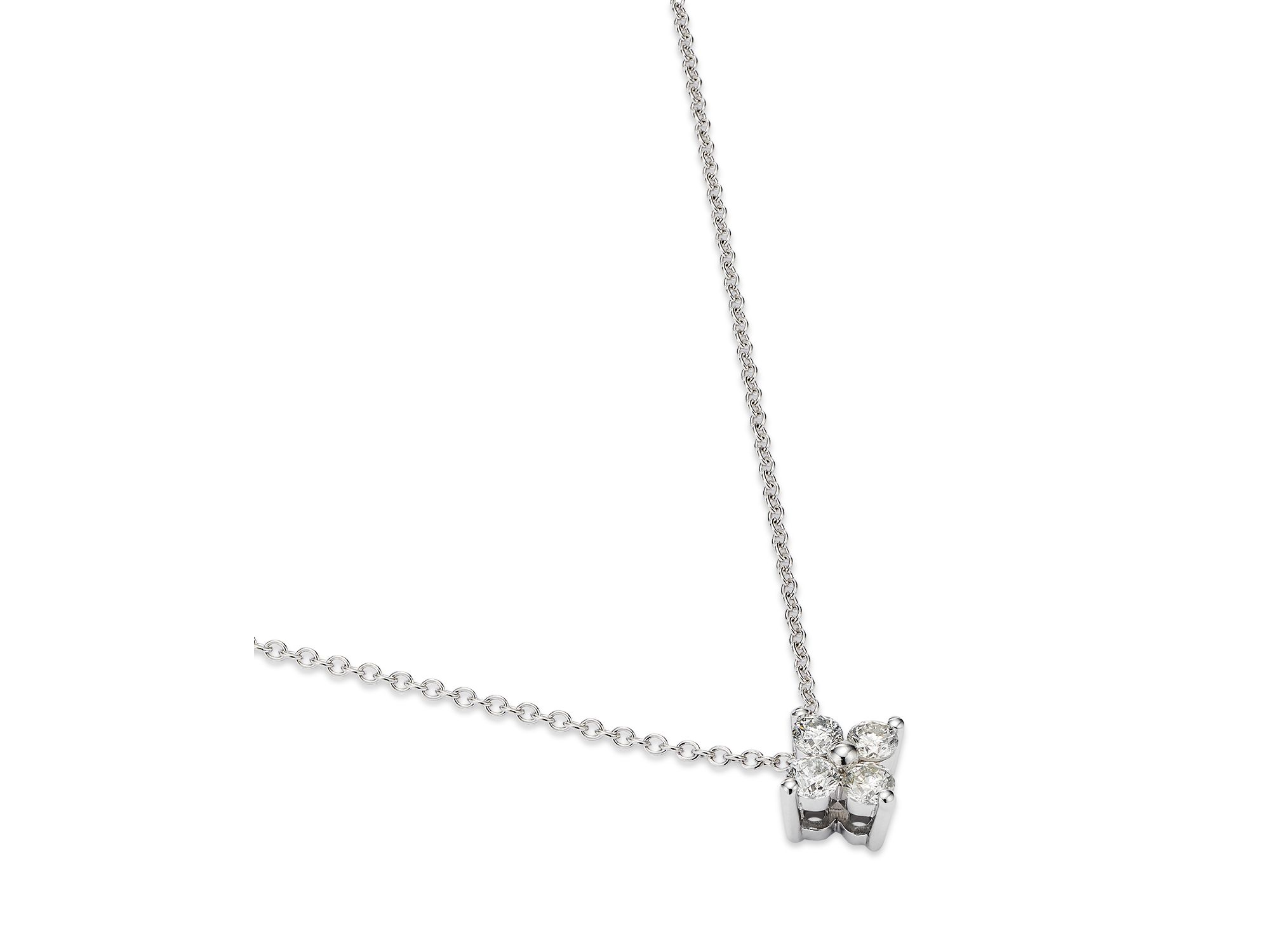Diamond Flower Pendant Necklace in 14K White Gold, 0.25 tcw — Image 4