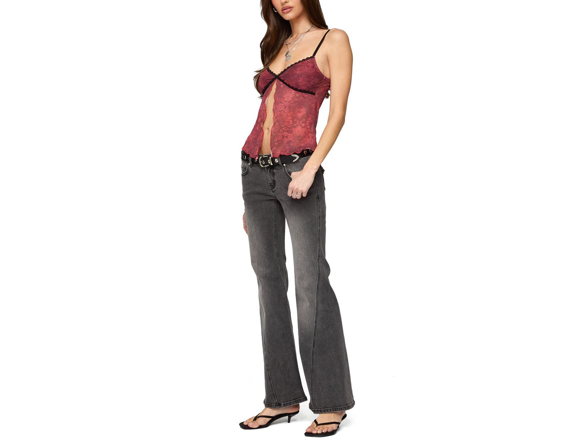 Printed Mesh Split Front Top — Image 3