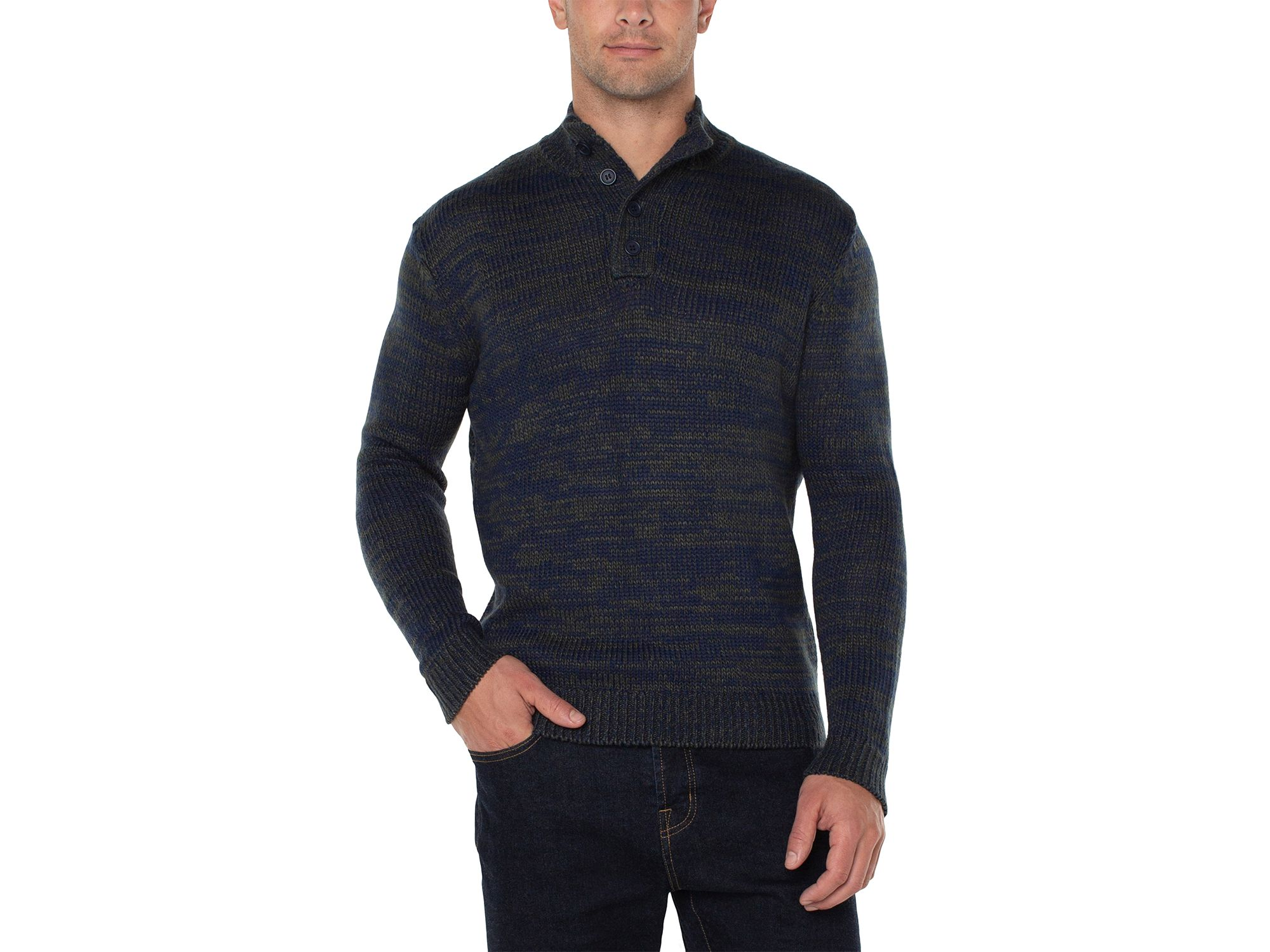 Four Button Mock Neck Sweater — Image 4