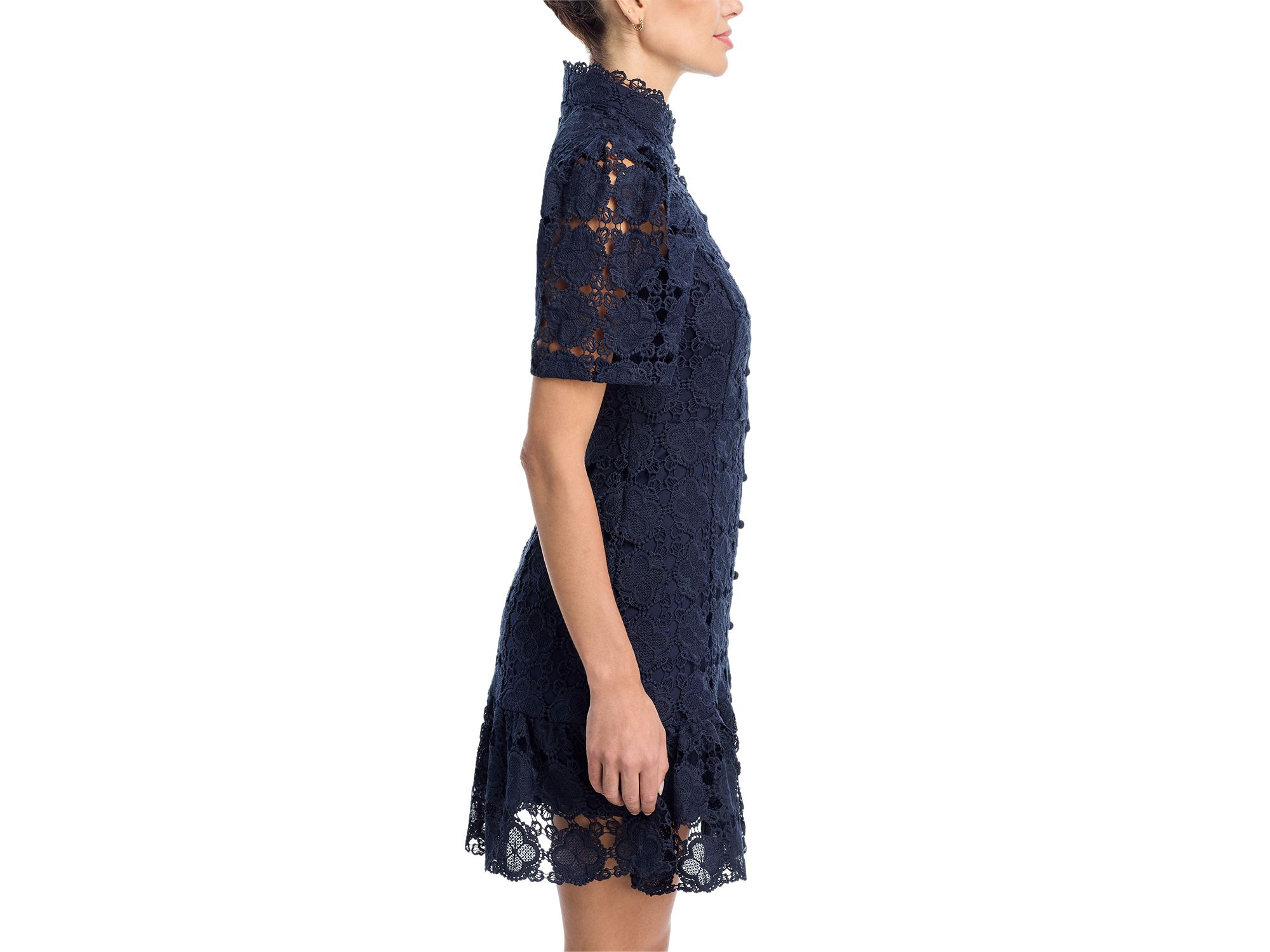 Floral Lace Mock Neck Mini Dress -Exclusive — Image 3