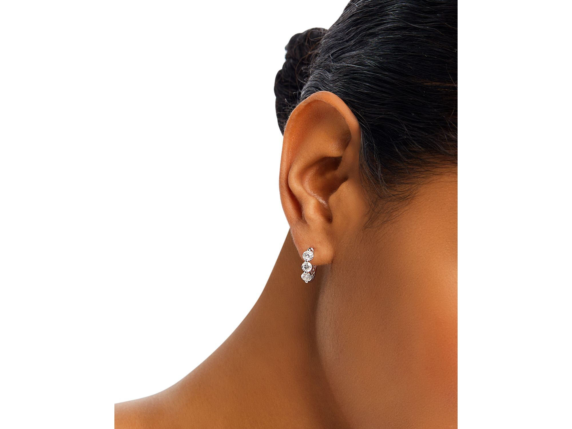 Diamond Hoop Earrings in 14K White Gold, 0.5-1.5 tcw — Image 4