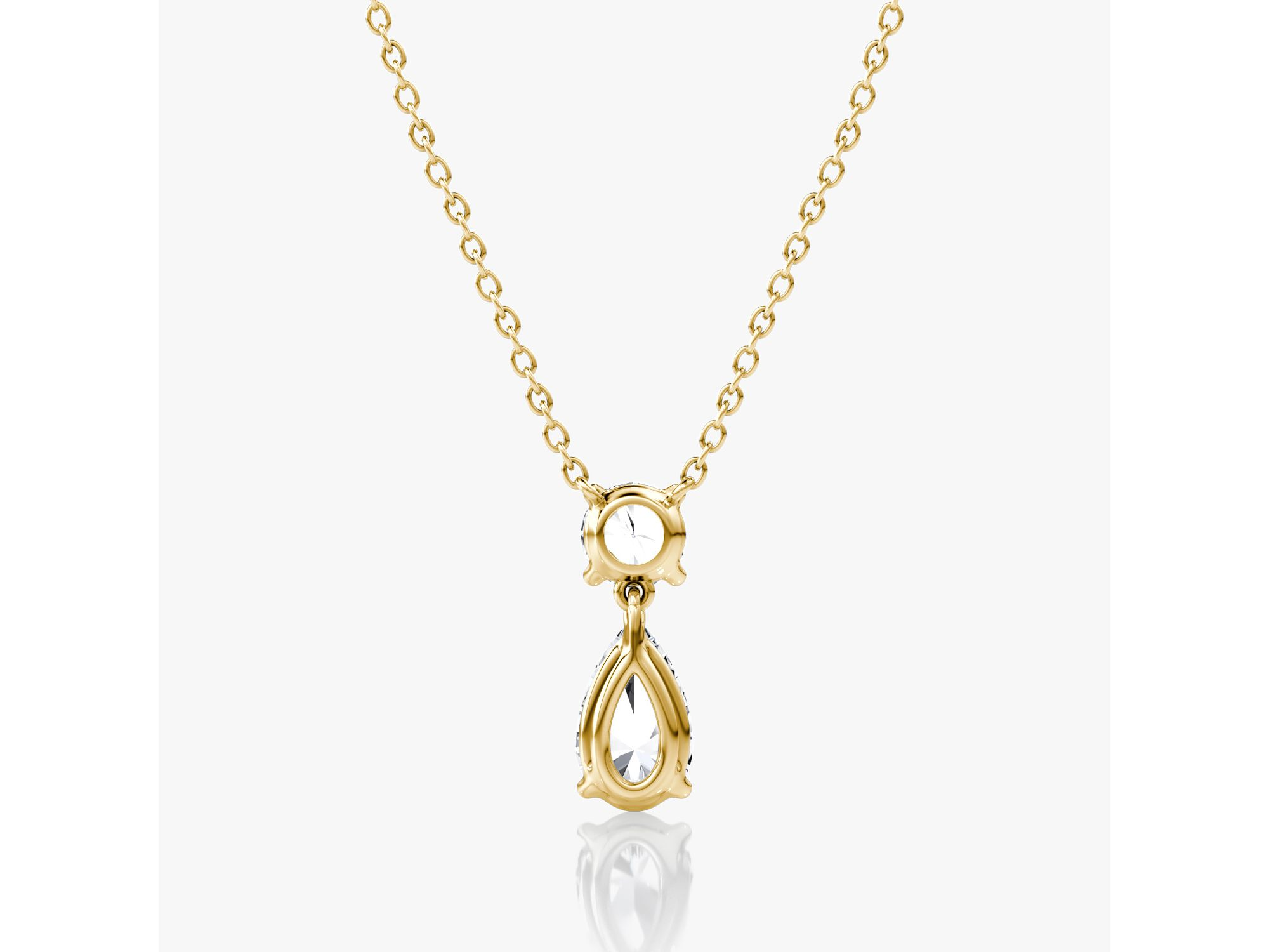 Signature Duo Drop Necklace in 14K Yellow Gold, 1.5ctw Round Brilliant & Pear Lab Grown Diamonds — Image 3