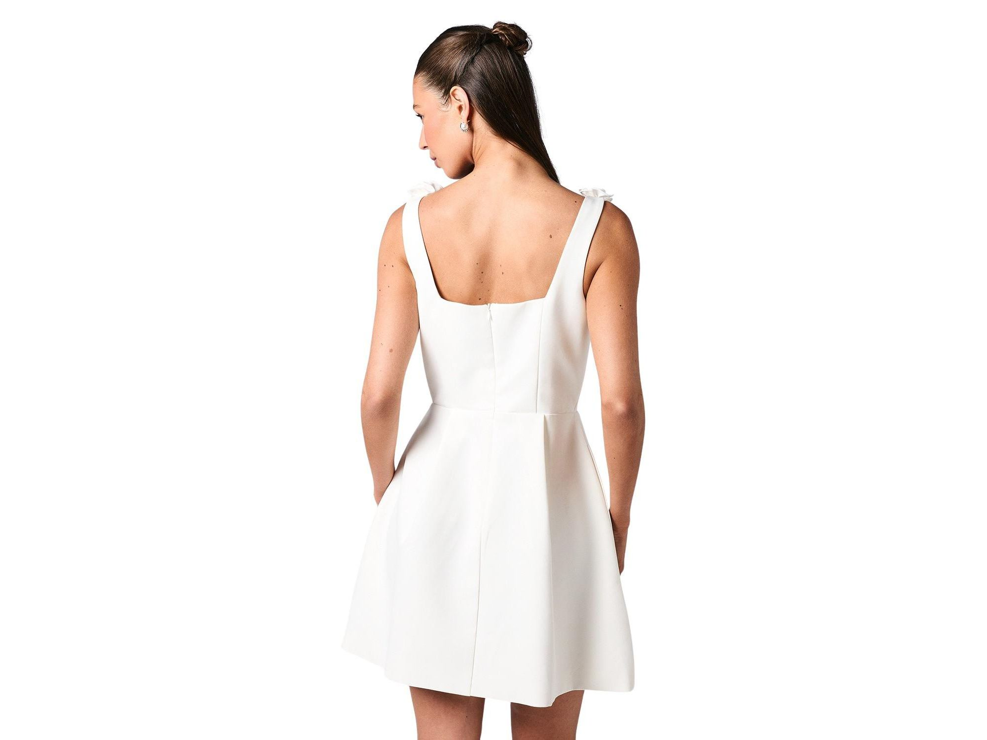 Square Neck 3D Flower Bridal Mini Dress — Image 3