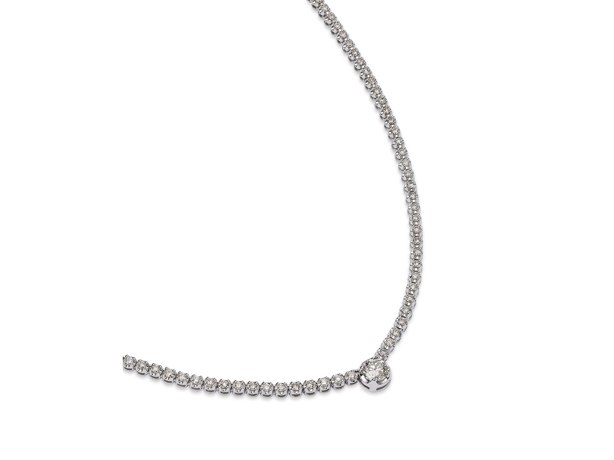 Diamond Solitaire Tennis Necklace in 14K White Gold, 2.30 tcw — Image 4