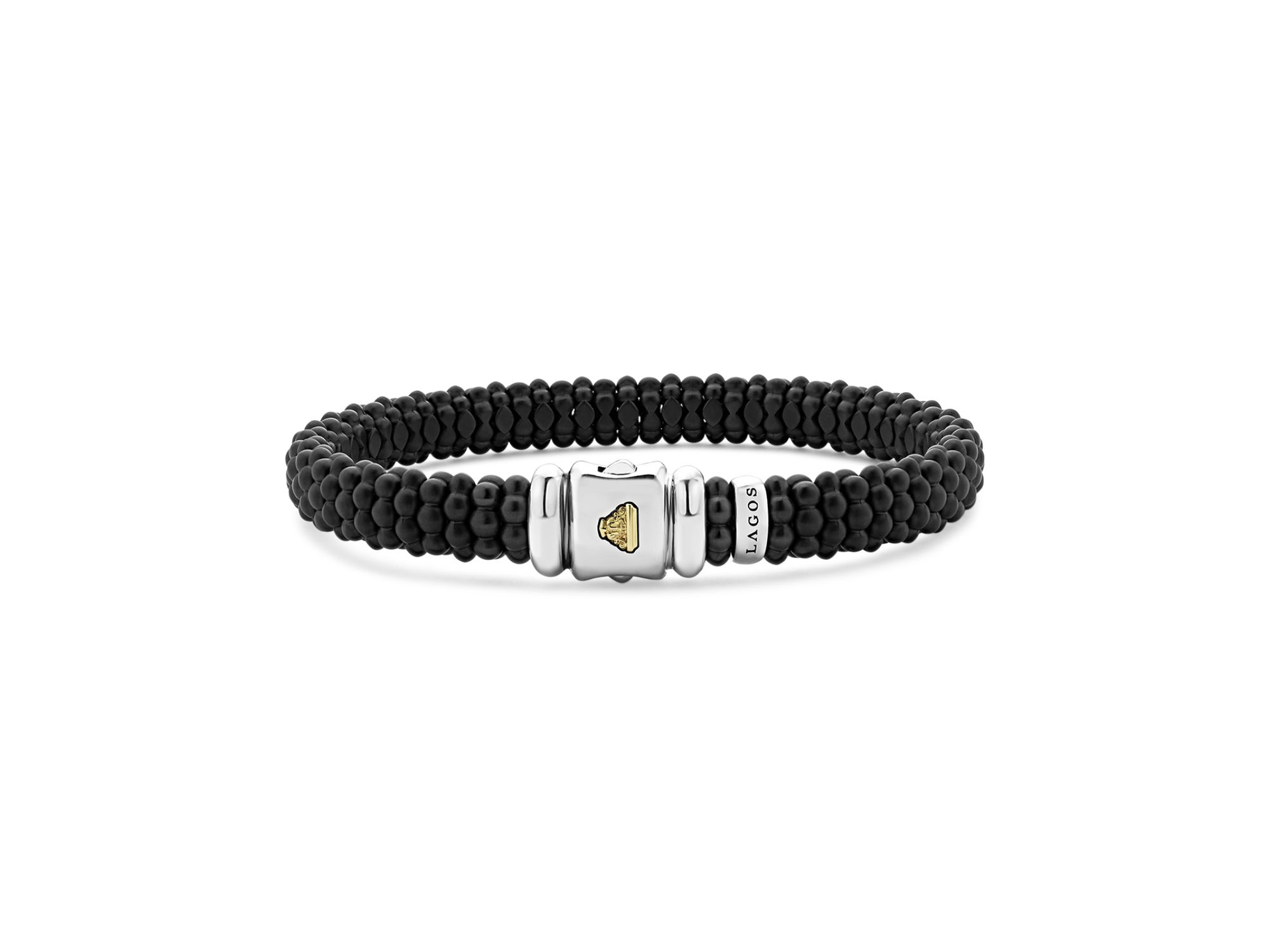 Men's 18K Yellow Gold & Sterling Silver Anthem Black Ceramic Caviar Bead Bracelet - Exclusive — Image 7