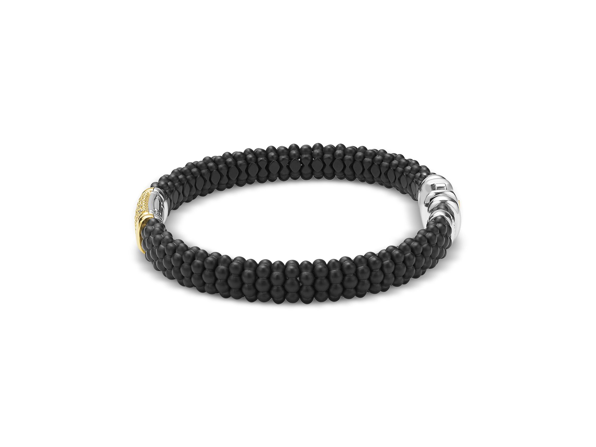 Two-Tone Matte Black Ceramic Diamond Bracelet, 9mm — Image 4