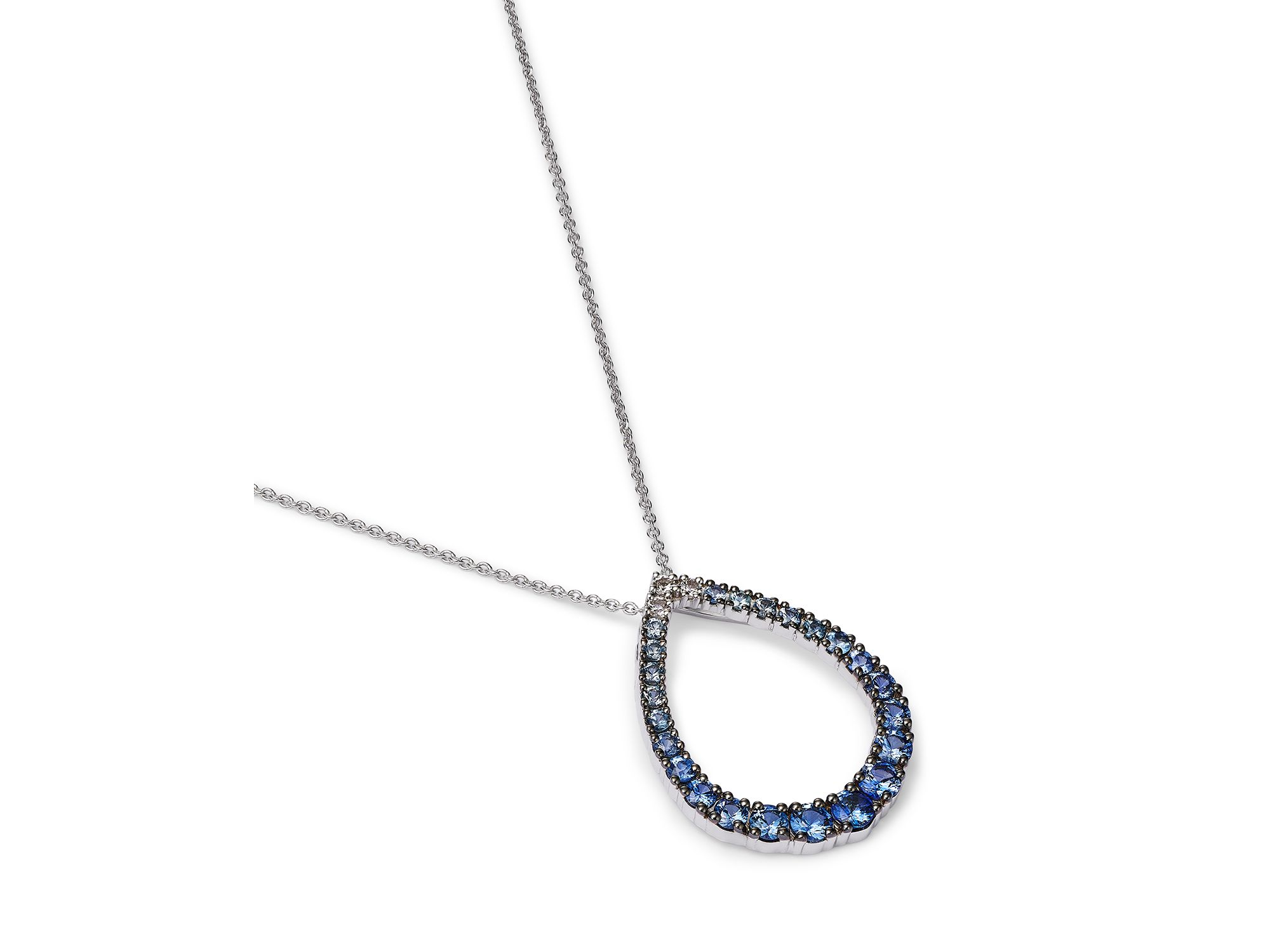 Sapphire Ombré Pendant Necklace in 14K White Gold, 20" — Image 3