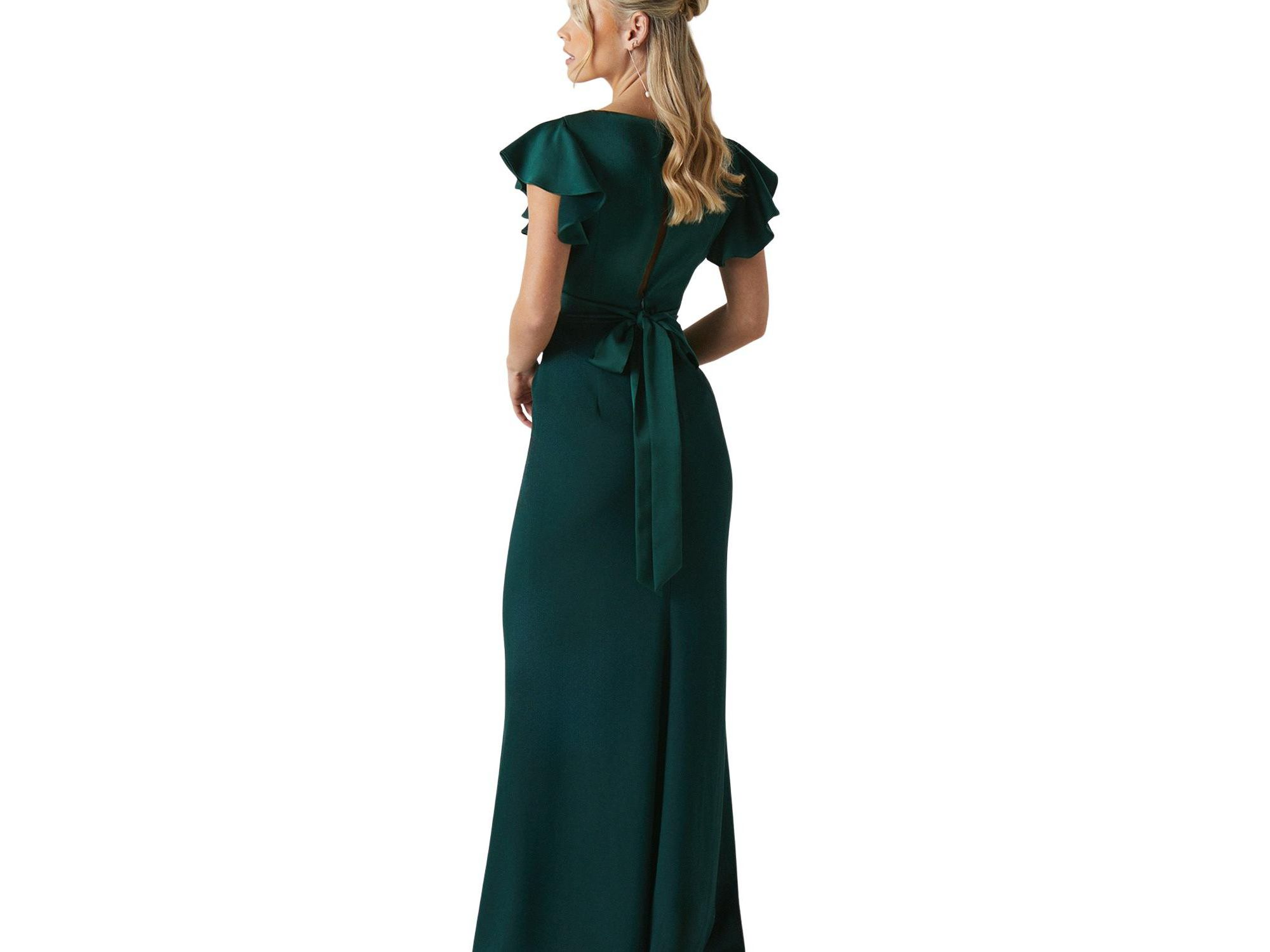Petite V-Neck Maxi Bridesmaid Dress — Image 3