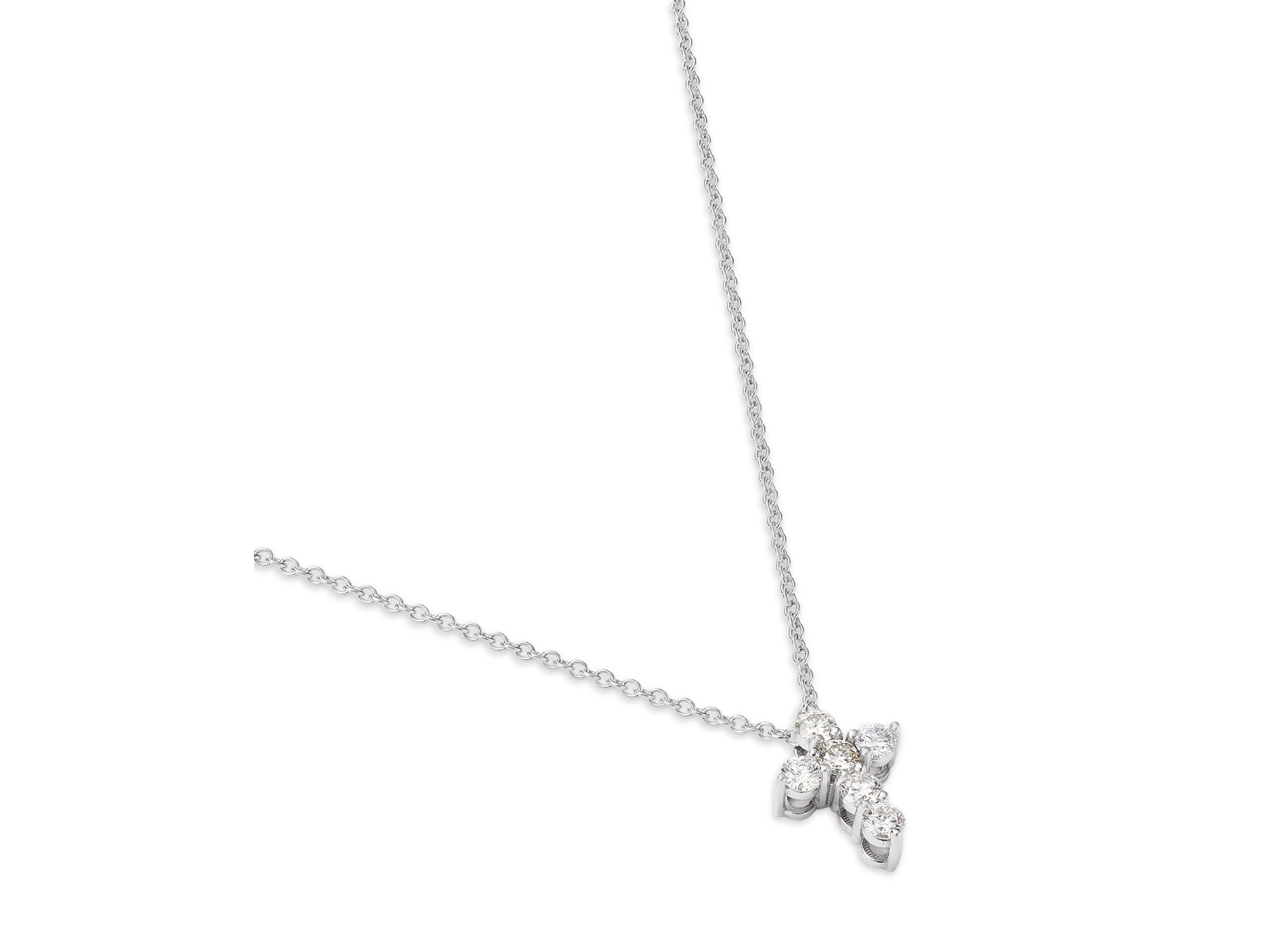 Diamond Cross Pendant Necklace in 14K White Gold, 0.30 tcw — Image 3