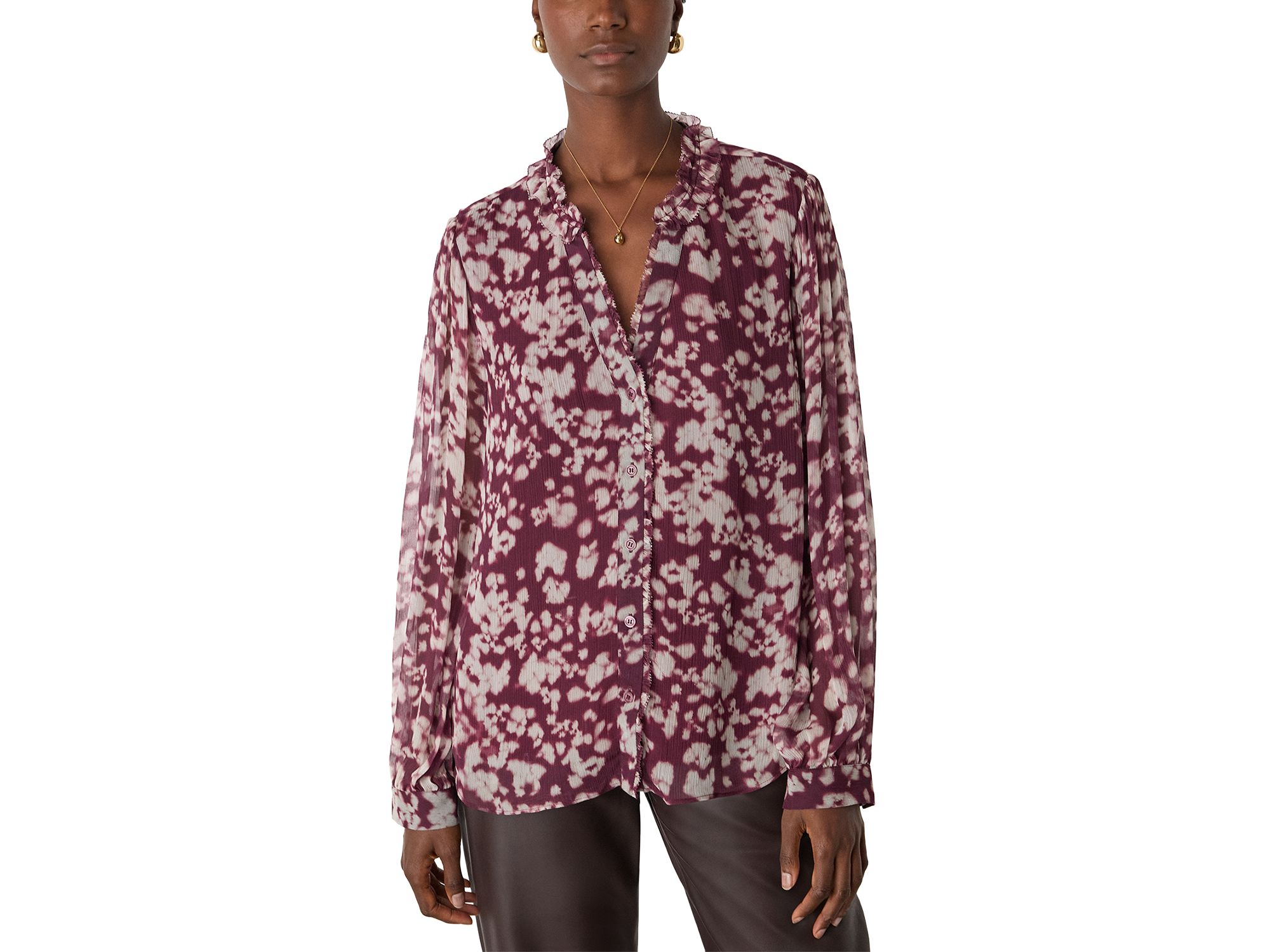 Inky Floral Long Sleeve Blouse — Image 3