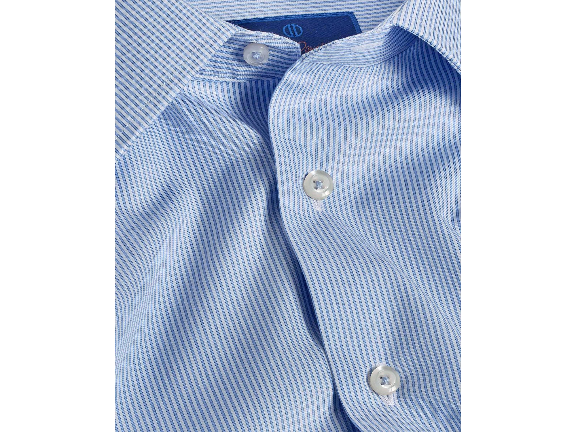 Cotton Twill Fine Line Stripe Slim Fit Dress Shirt — Image 3