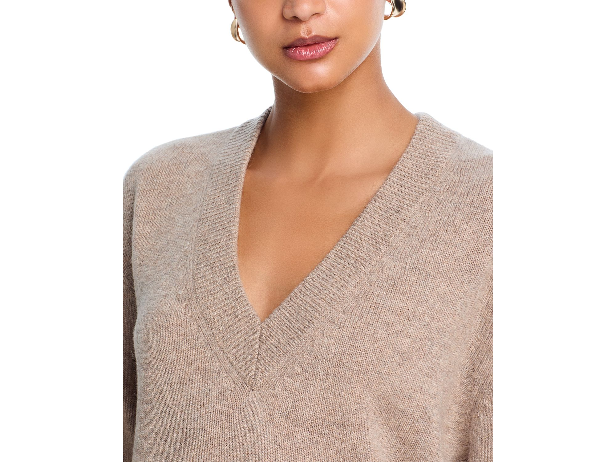 100% Cashmere Drop Shoulder V Neck Sweater - Exclusive — Image 3