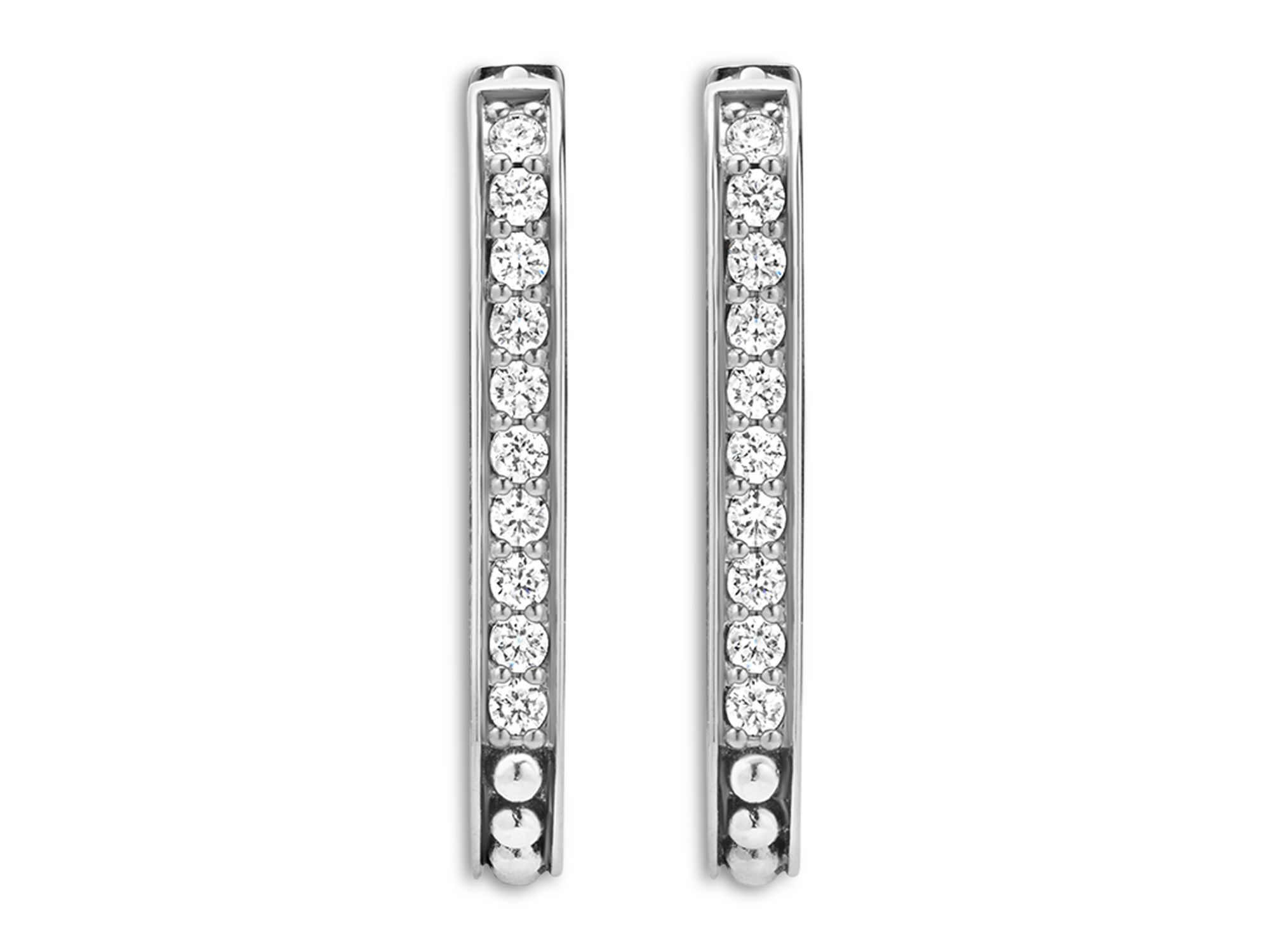 14K Yellow Gold & Sterling Caviar Spark Diamond Small Oval Hoop Earrings — Image 3