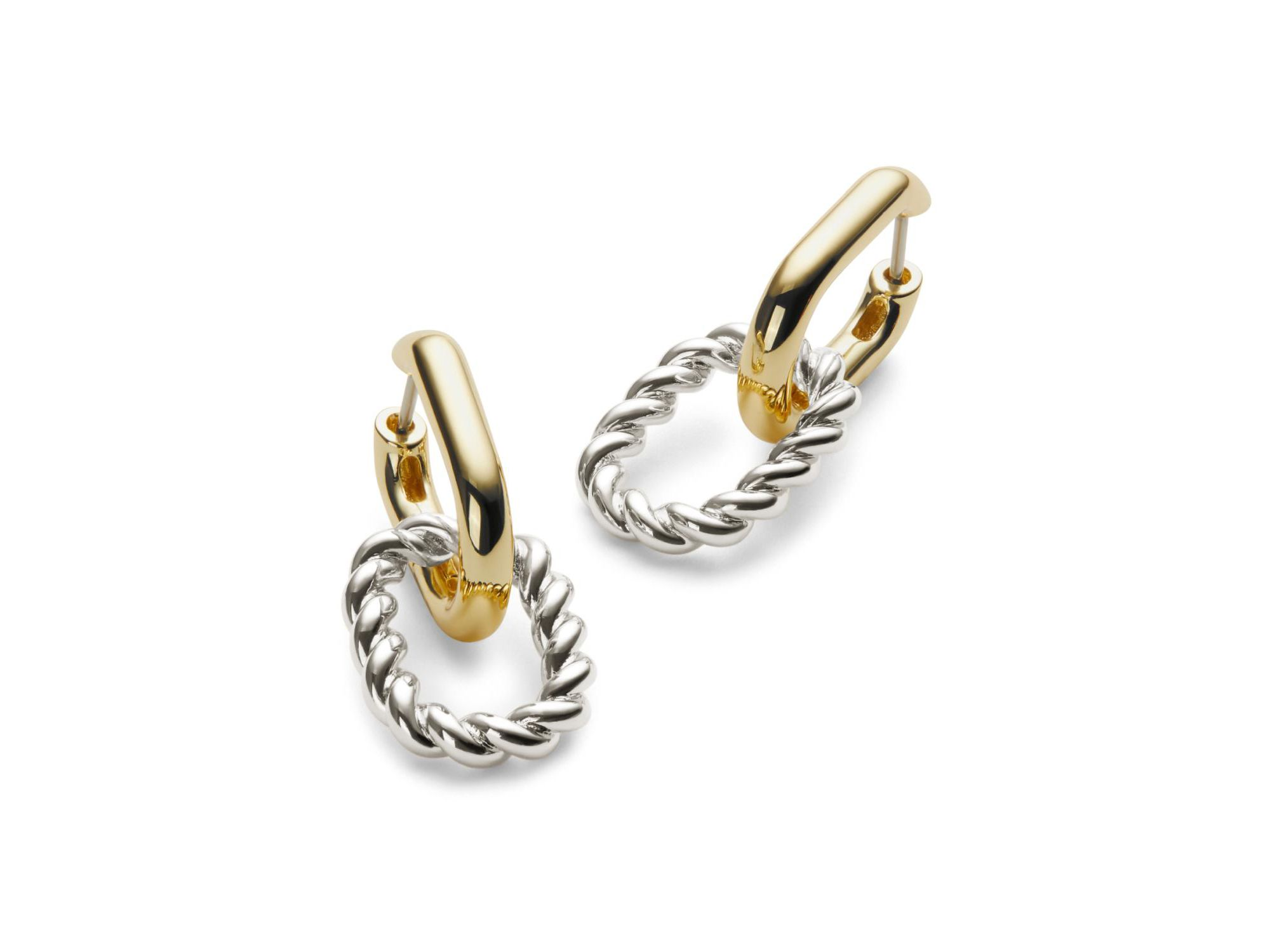 Double Ash Double Two Tone Hoop Earrings — Image 6