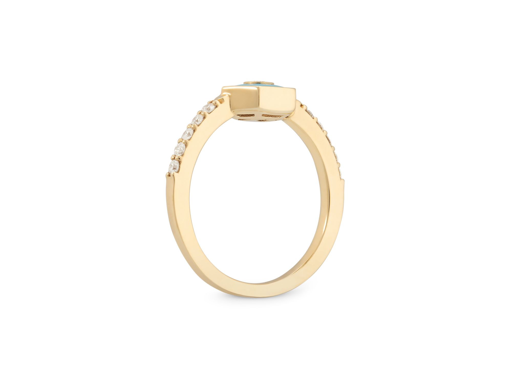Diamond & Turquoise Baia Stackable Ring in 18K Yellow Gold — Image 3