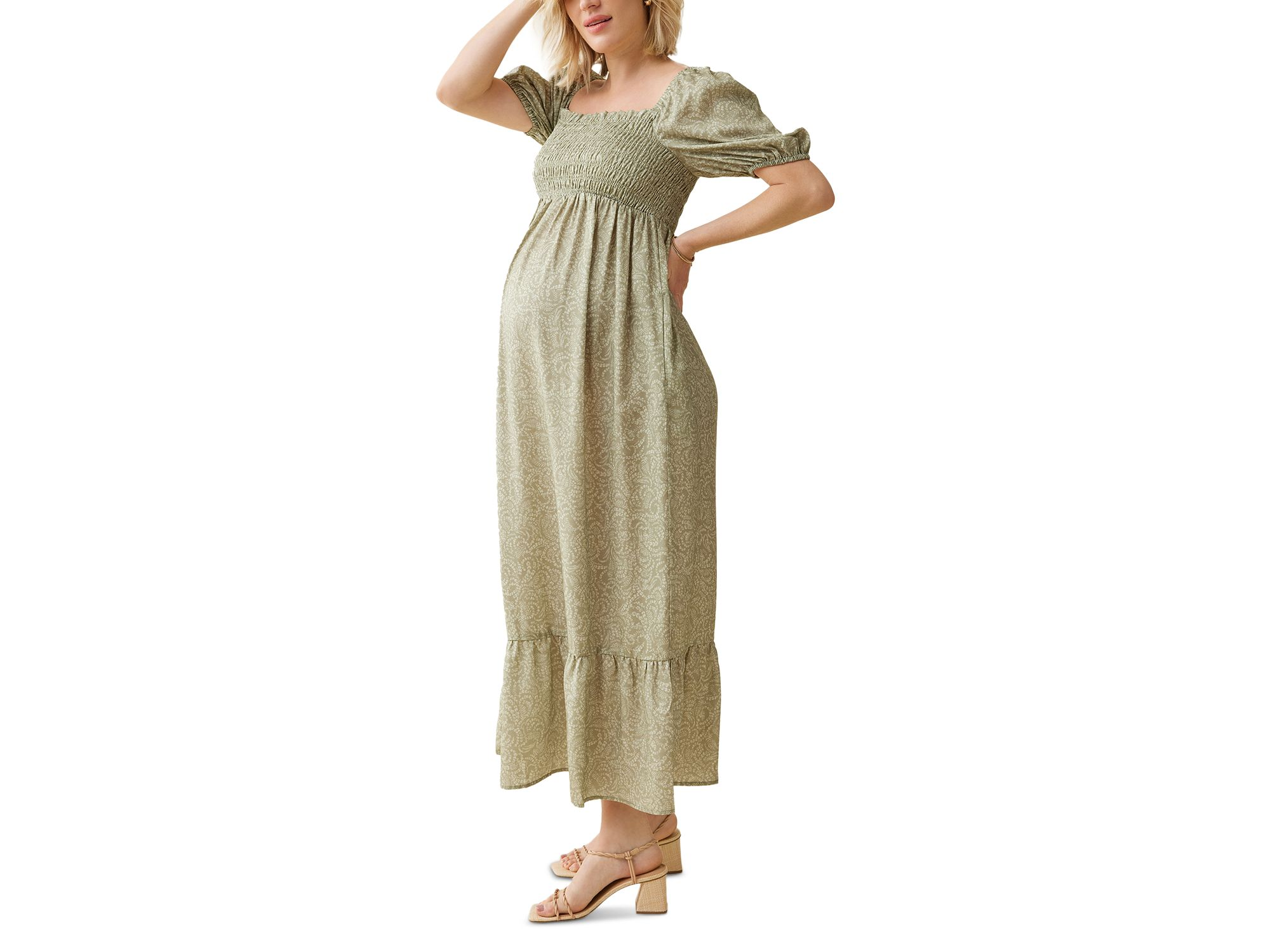 Elbow Sleeve Smocked Maxi Dress — Image 3