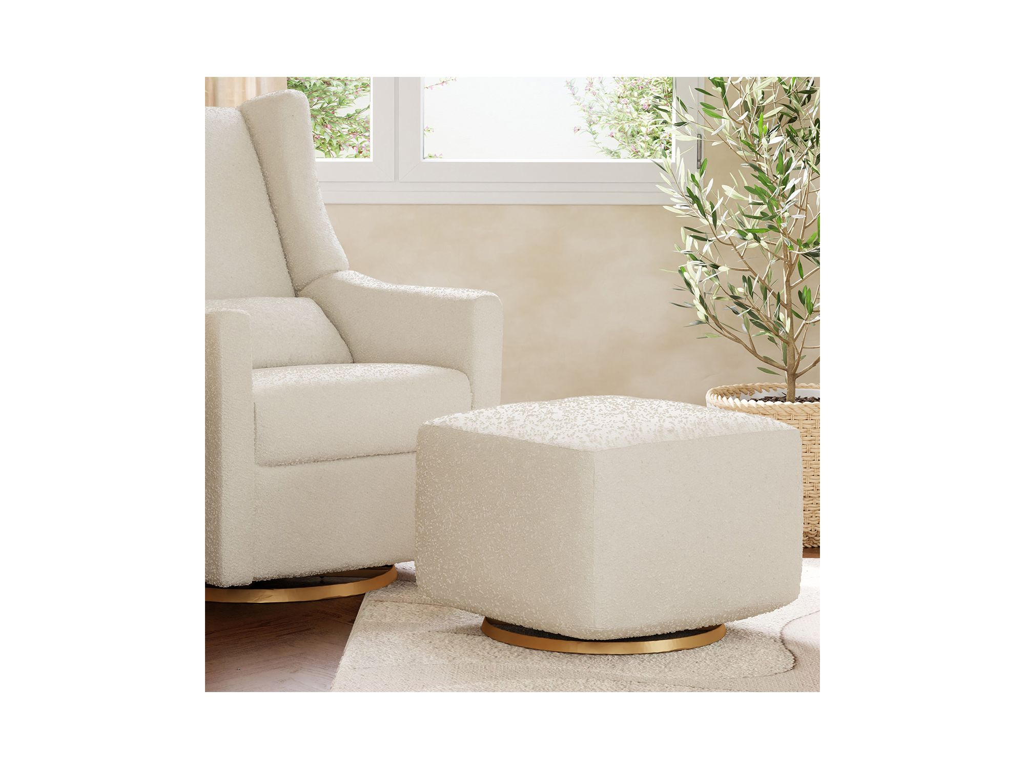 Kiwi Bouclé Gliding Ottoman — Image 5