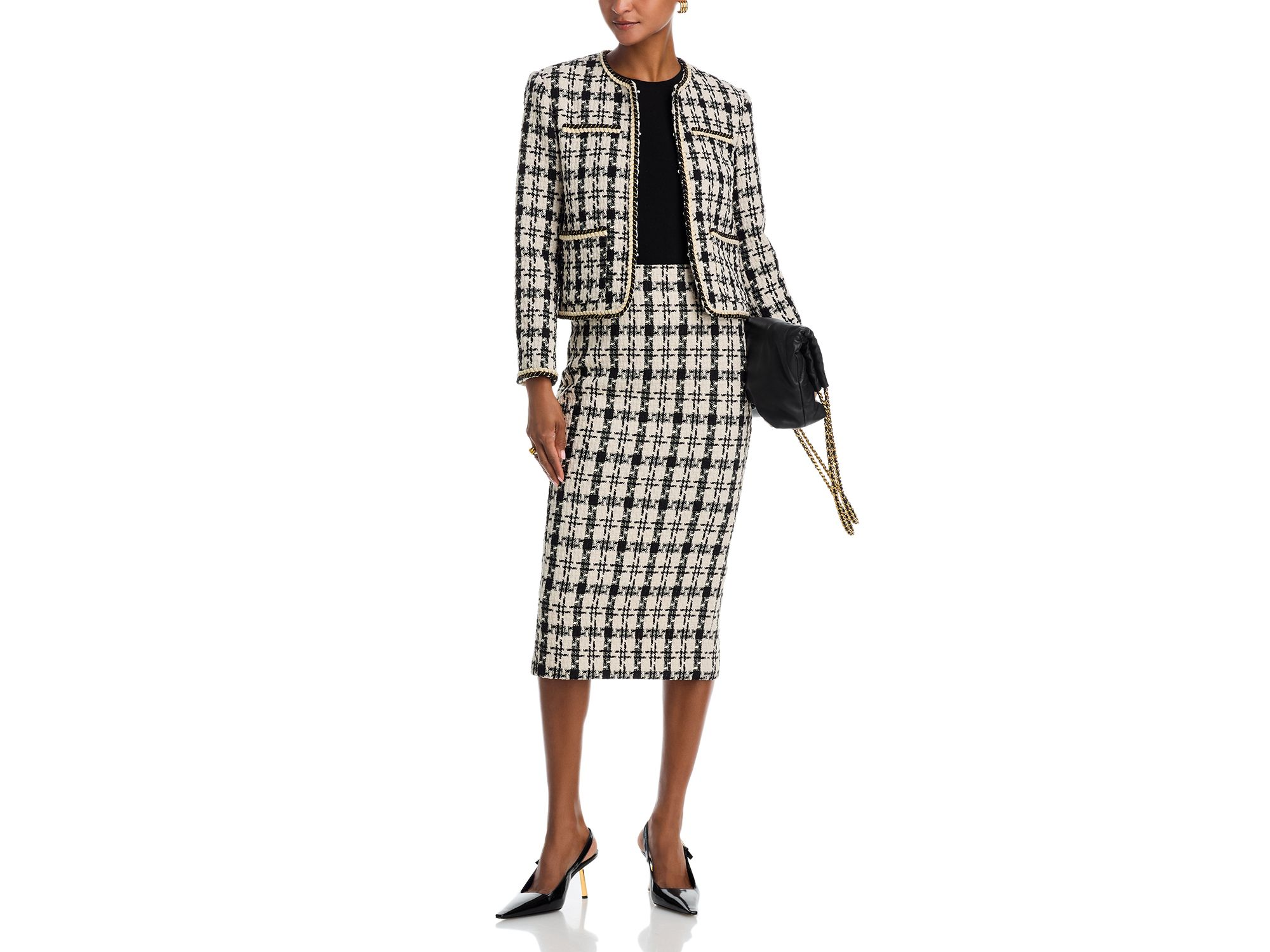Houndstooth Tweed Midi Skirt - Exclusive — Image 4