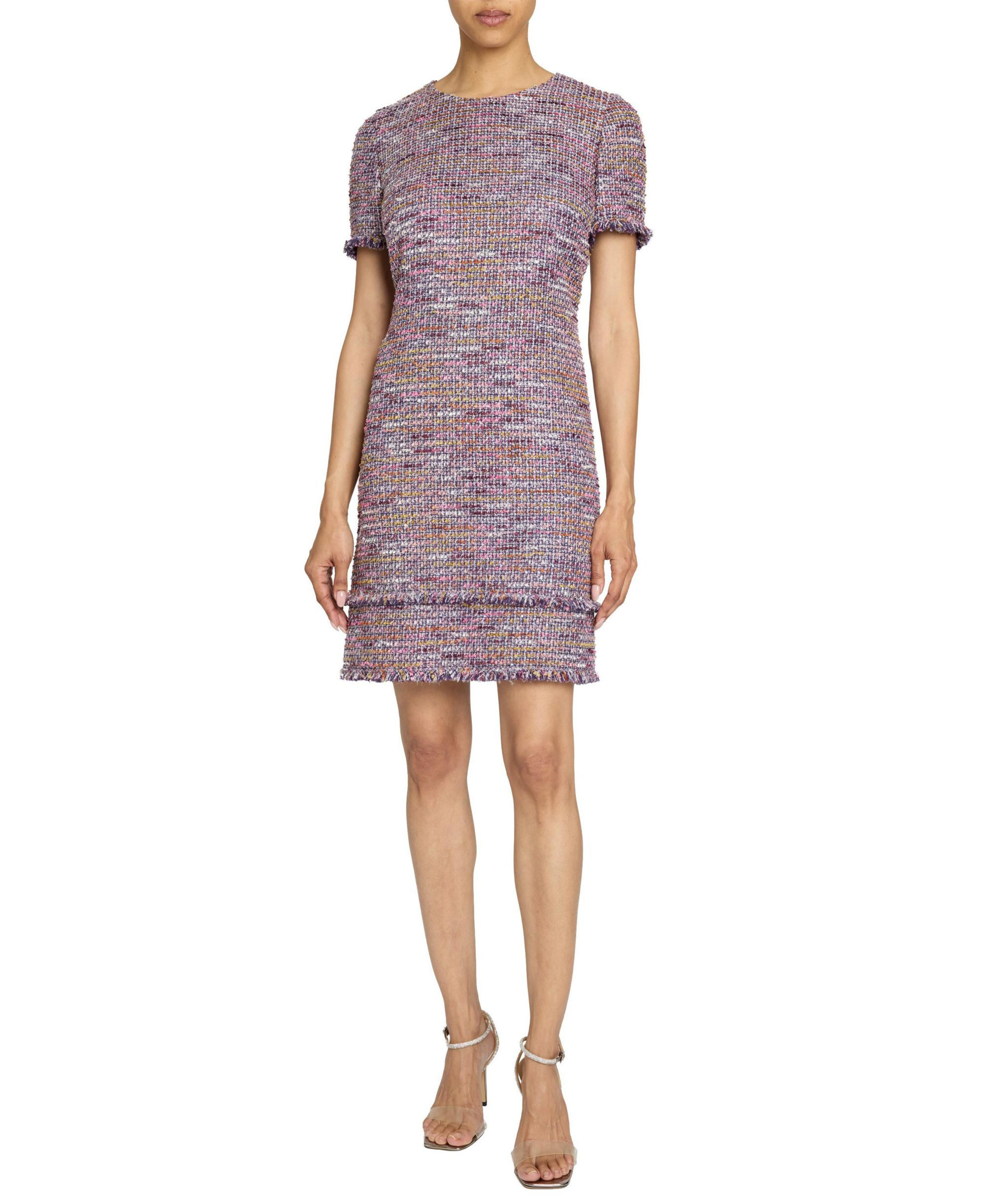 Melania Short Sleeve Shift Dress in Luxury Tweed - Image 1