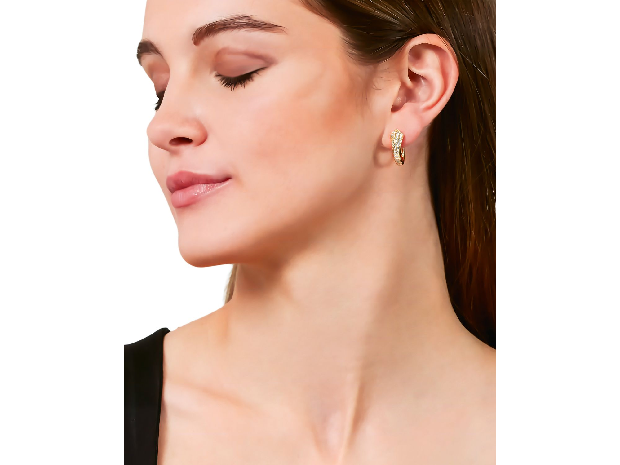 18K Yellow Gold Via Fiori Chiari Diamond Earrings, 0.82 tcw - Exclusive, Italy Campaign — Image 3