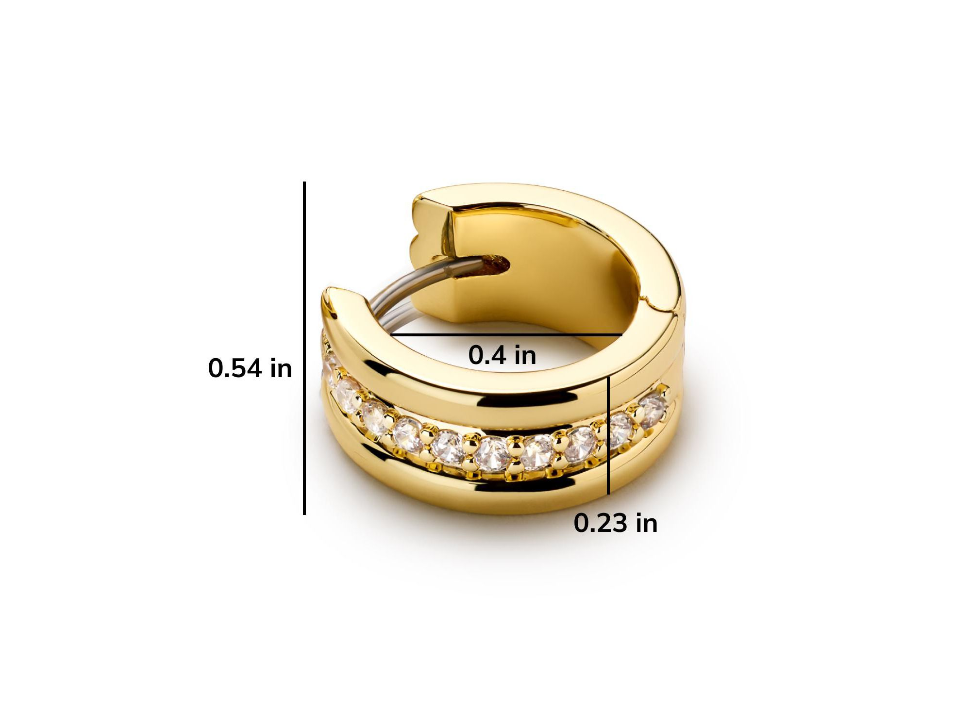 Brass and Cubic Zirconia Asher Triple Huggie Earrings — Image 5