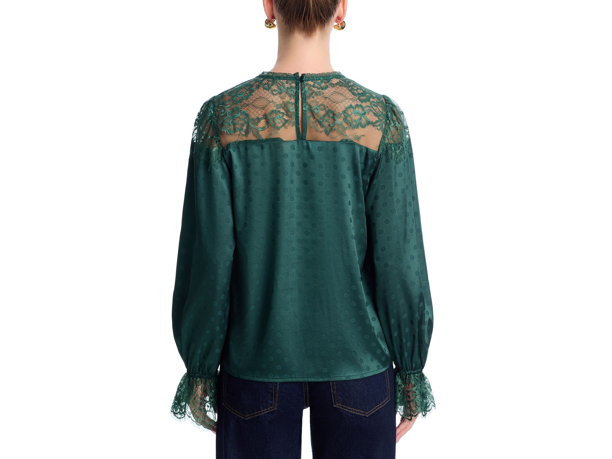 Polka Dot Lace Long Sleeve Top - Exclusive — Image 3