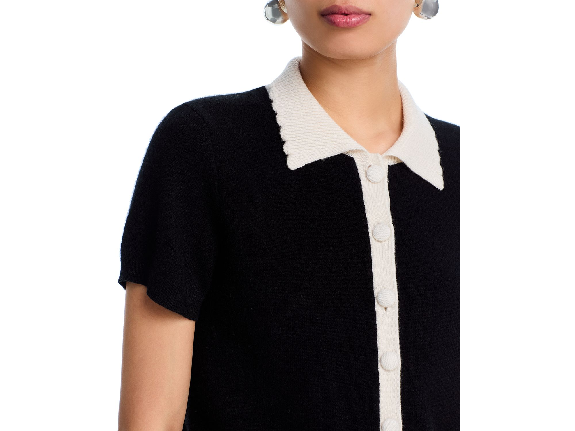 100% Cashmere Short Sleeve Colorblock Cardigan - Exclusive — Image 3