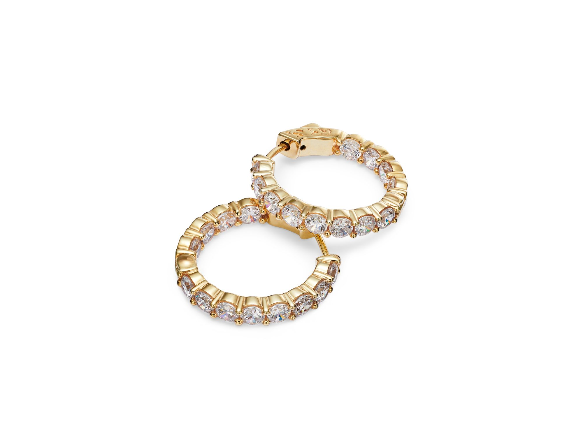 Diamond Inside Out Hoop Earrings in 14K Yellow Gold, 3.60 tcw — Image 3