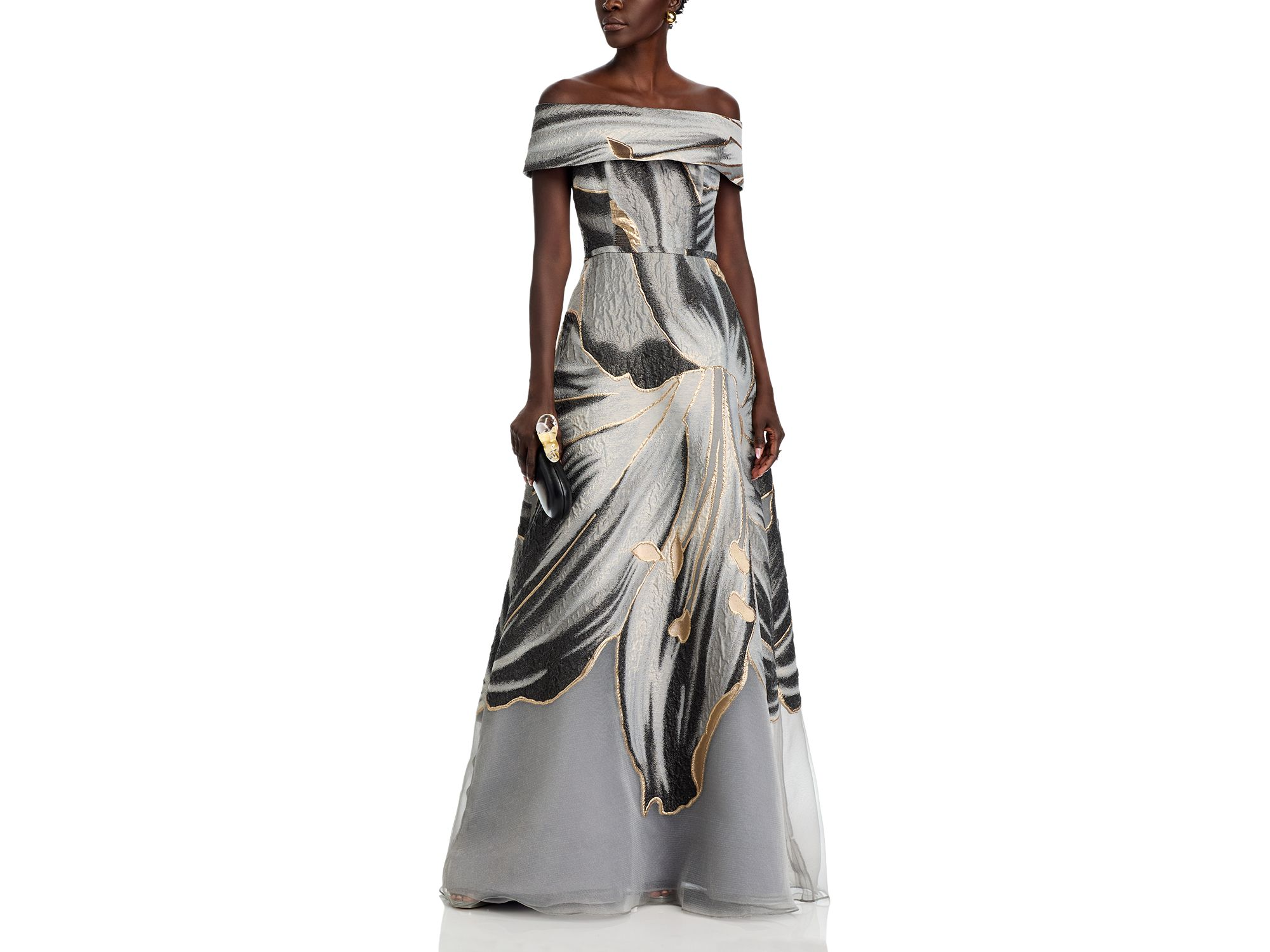 Jacquard Off The Shoulder Gown — Image 3