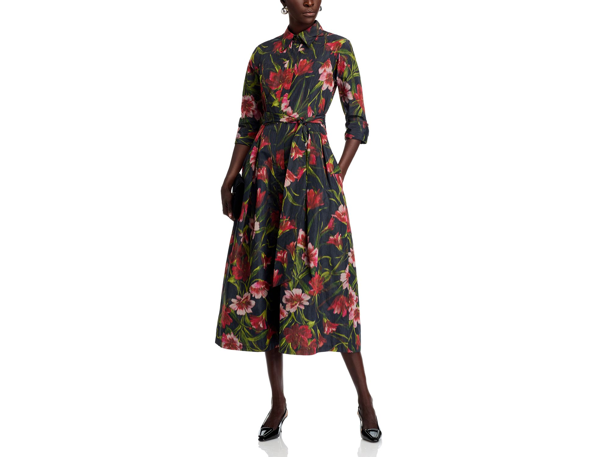 Floral Faille Shirt Dress — Image 3