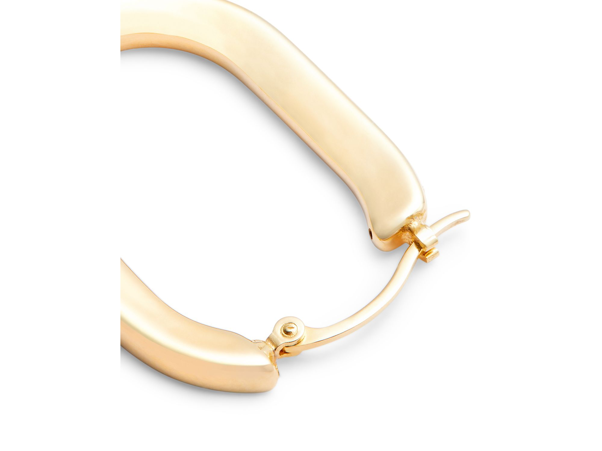 14K Yellow Gold Flat Oval Hoop Earrings — Image 3