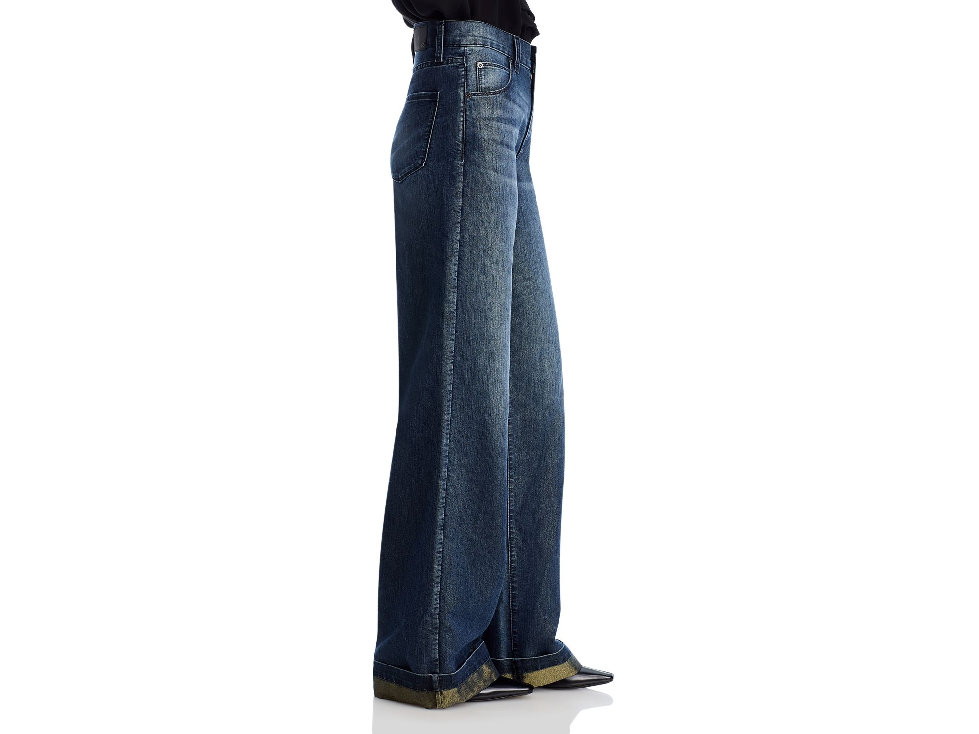 Georgia Wide Leg Metallic Jeans in Indigo — Image 4