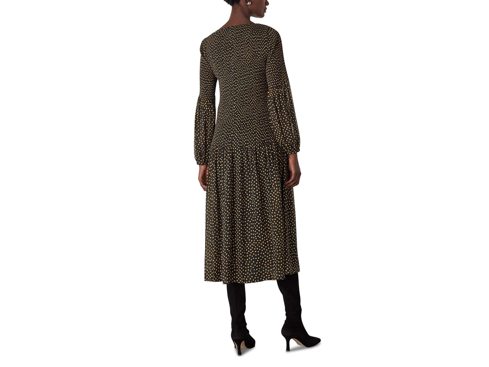 Spot Print Plissé Midi Dress — Image 4