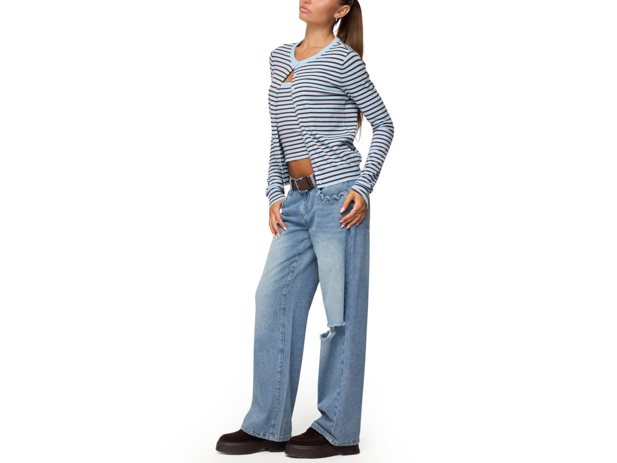 Dutton Distressed Low Rise Light Rinse Wash Jeans — Image 5