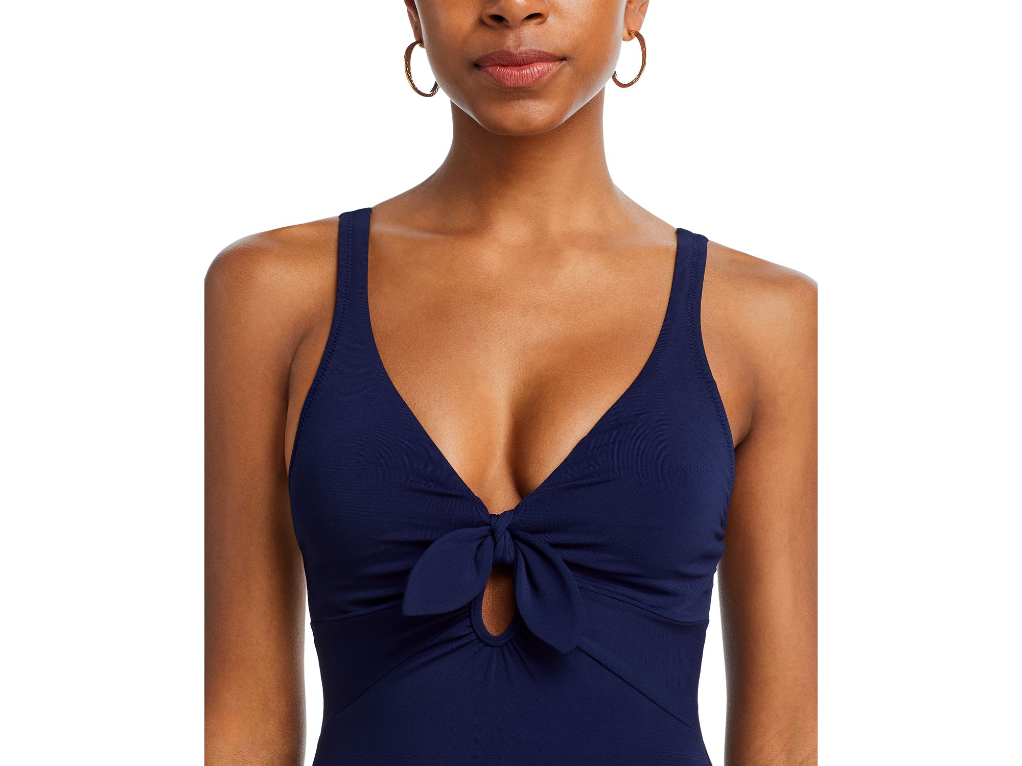Ava Plunge Neck Tie-Front One Piece Swimsuit — Image 3